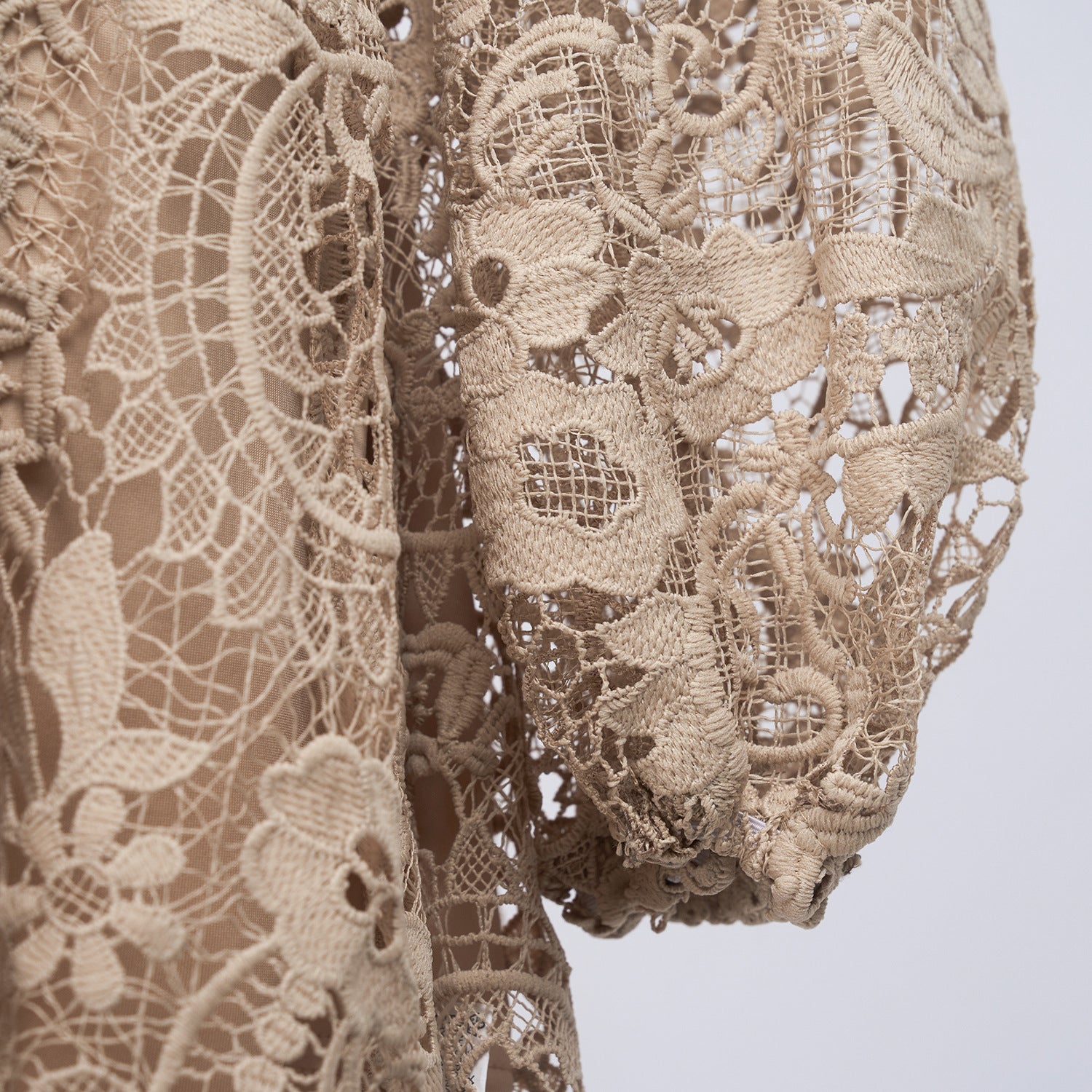 Kamela Elegant Embroidered Lace Long Sleeve Mock Neck Mini Dress