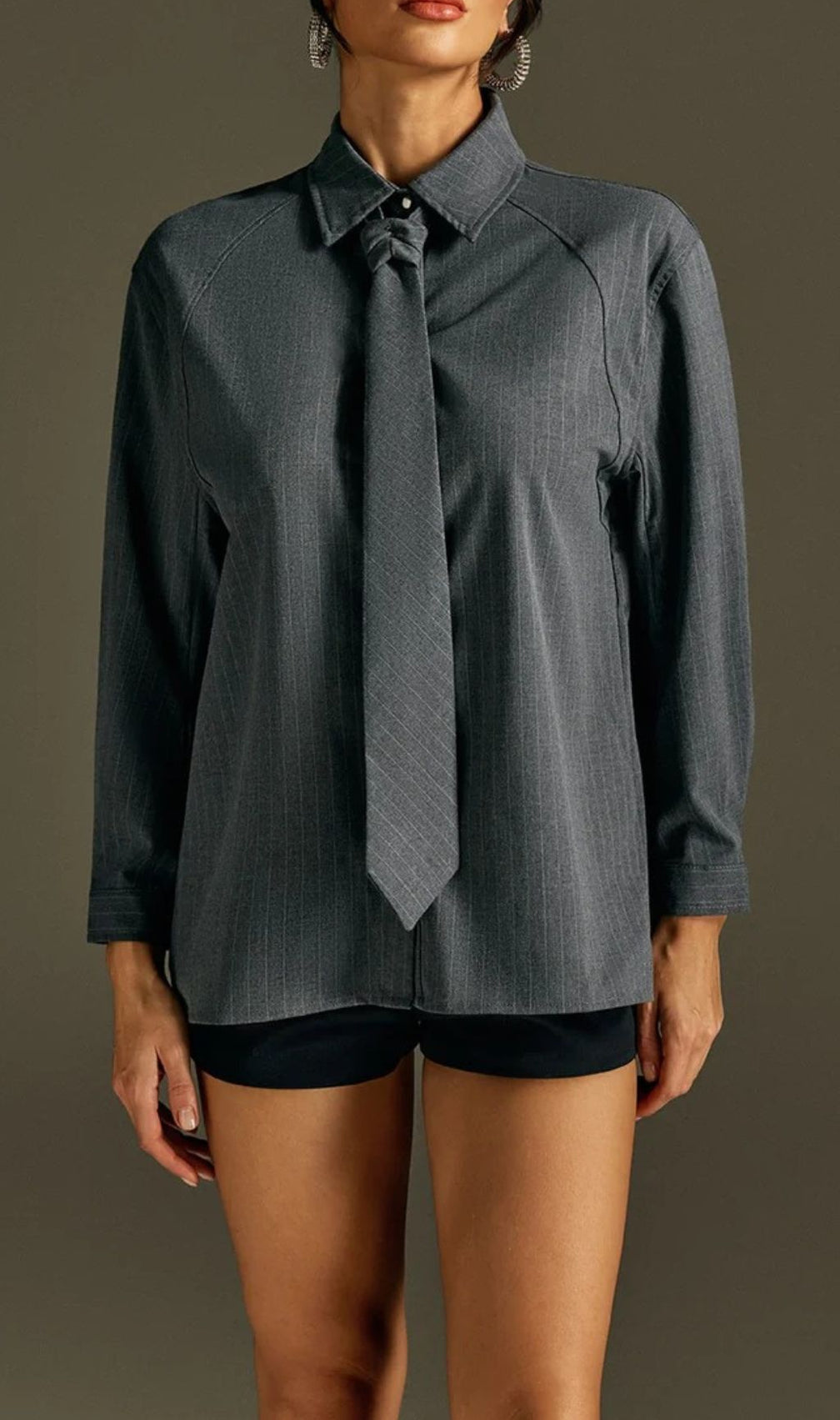 Rohit Pinstripe Tie-Neck Blouse - Effortless Chic for Women