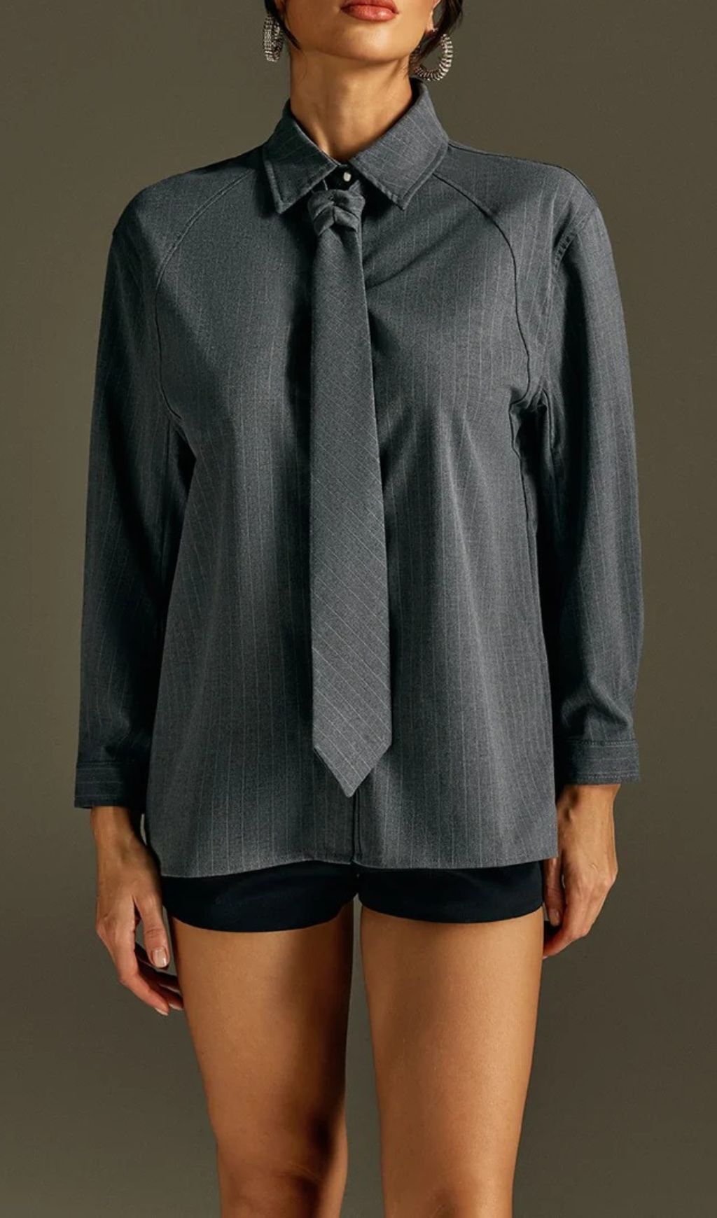 Rohit Pinstripe Tie-Neck Blouse - Effortless Chic for Women