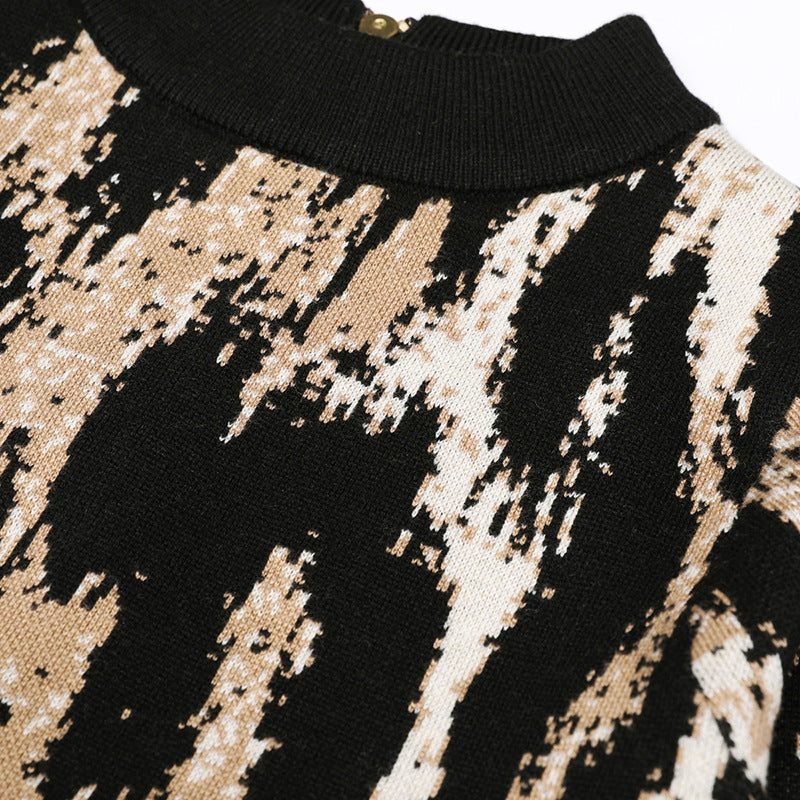 Chic Women's Leopard Print Long Sleeve Midi Dress | Bodycon Style