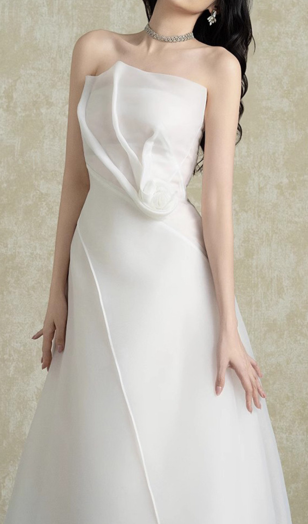Helki White Strapless Midi Dress