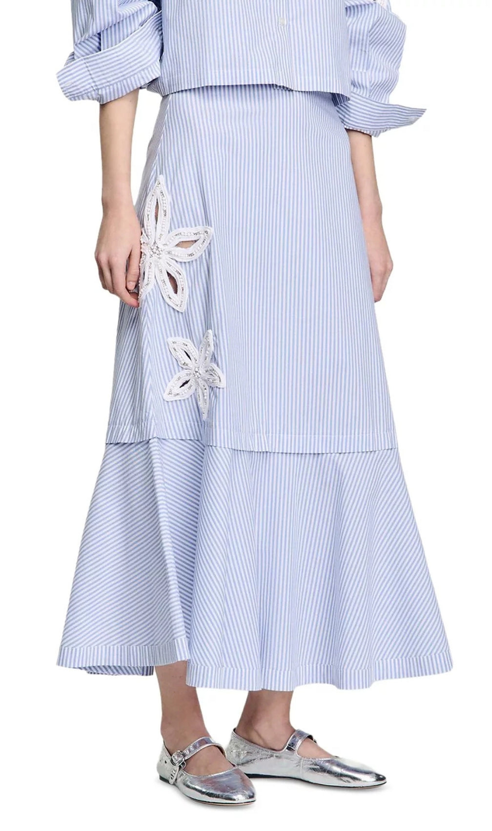 Embellished Cutout Maxi Skirt