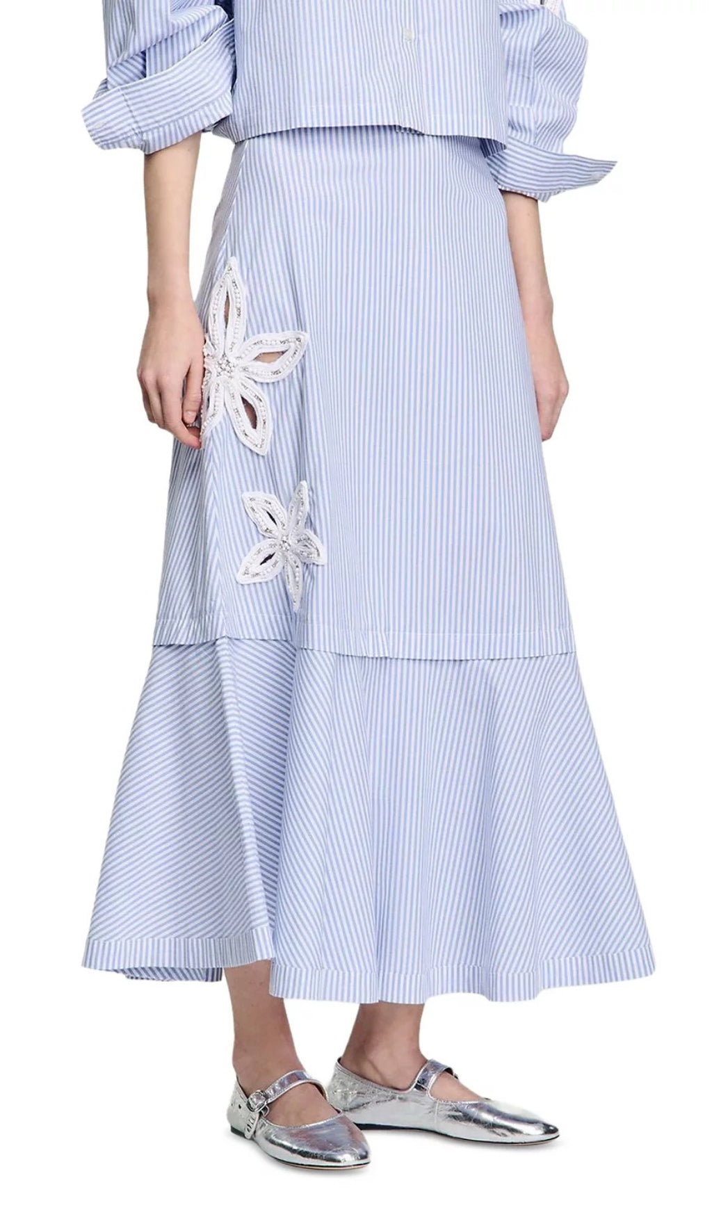 Embellished Cutout Maxi Skirt