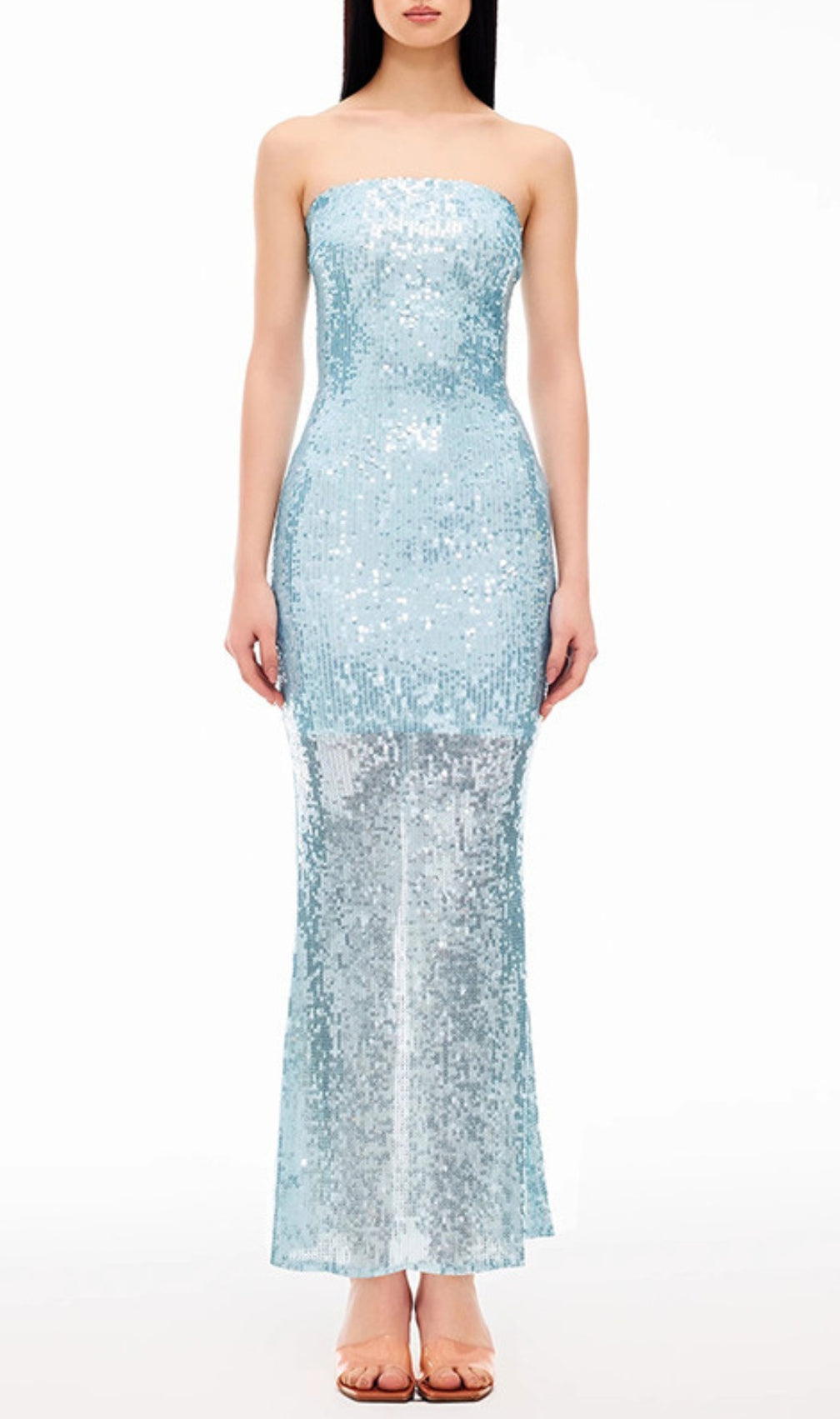 Eugenie Blue Strapless Sequin Maxi Dress