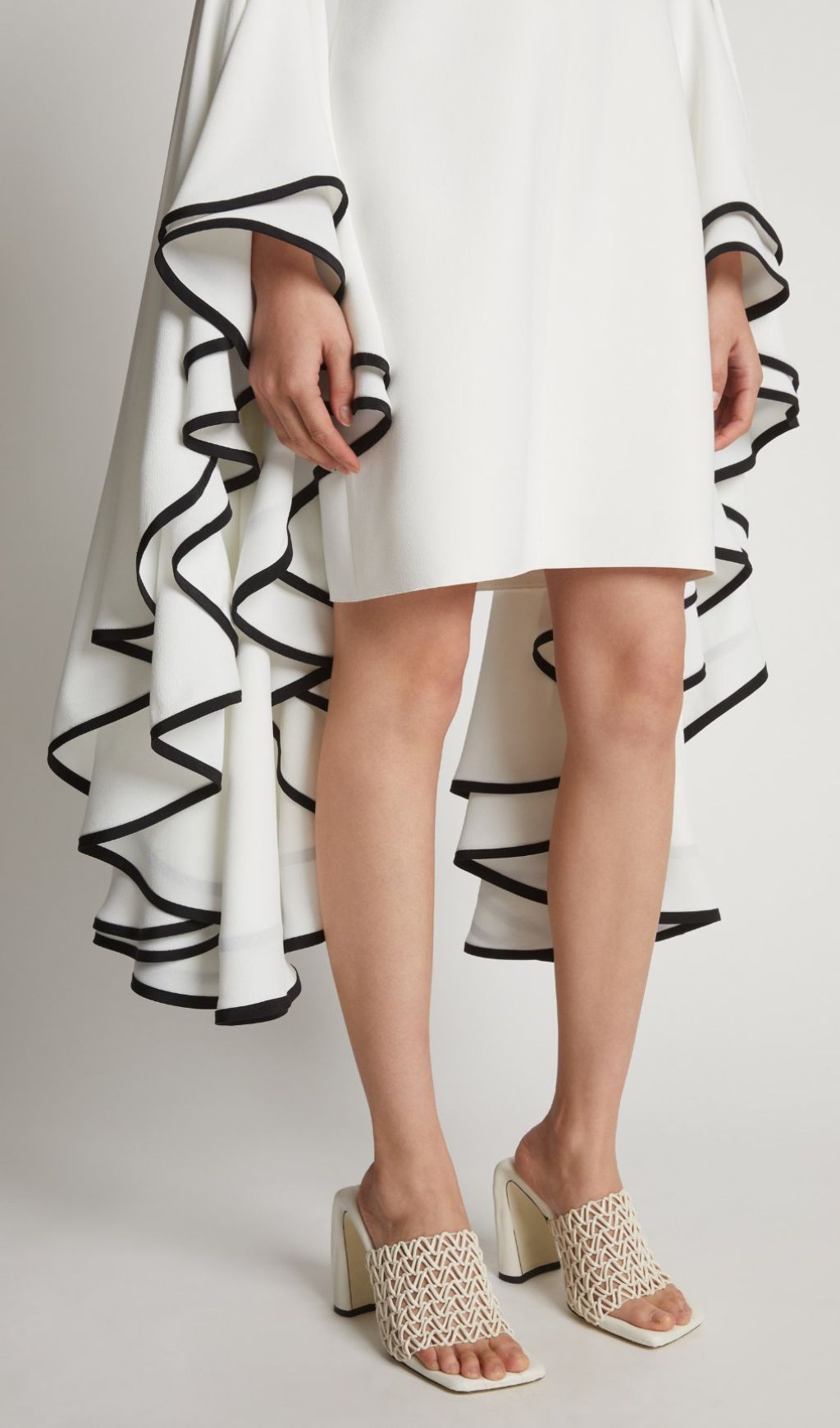 Ruffled Sleeve Mini Dress In White