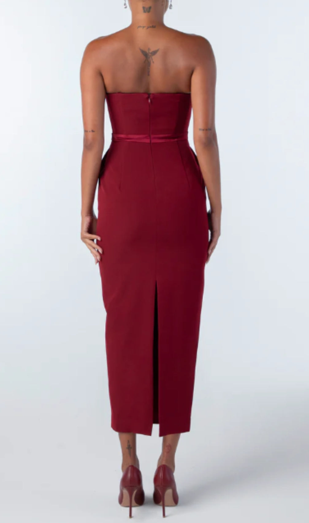 Drea Red Strapless Midi Dress