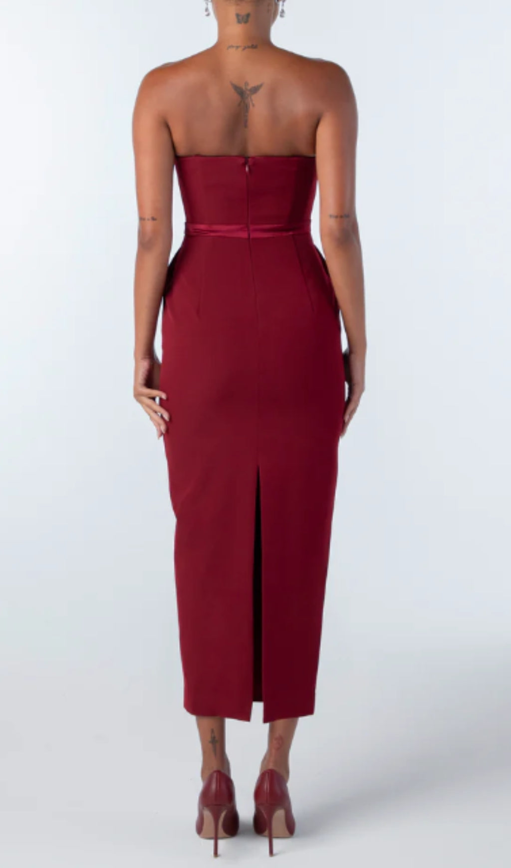 Drea Red Strapless Midi Dress