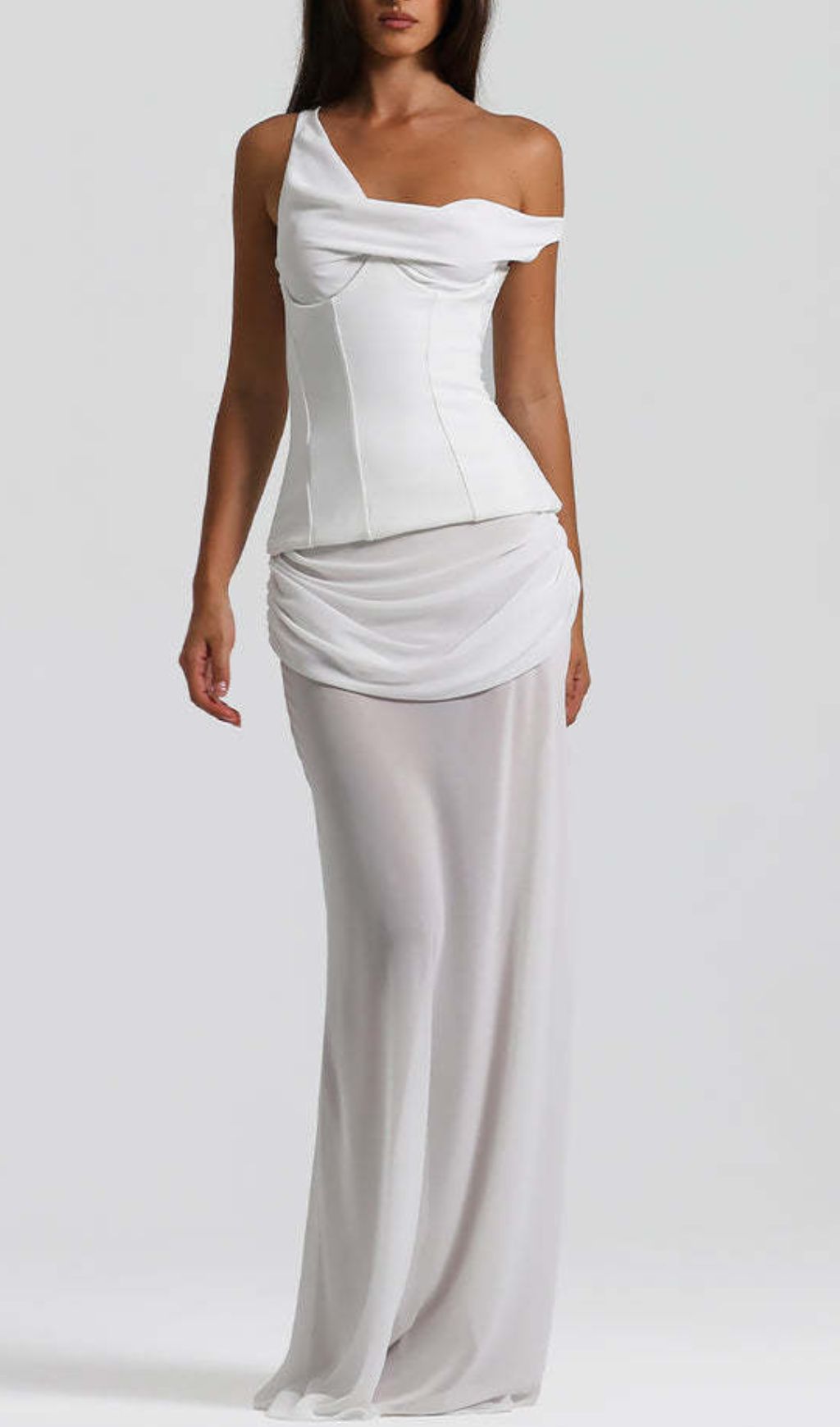 Istas White Corset Maxi Dress | Elegant One-Shoulder Bridal & Gala Gown