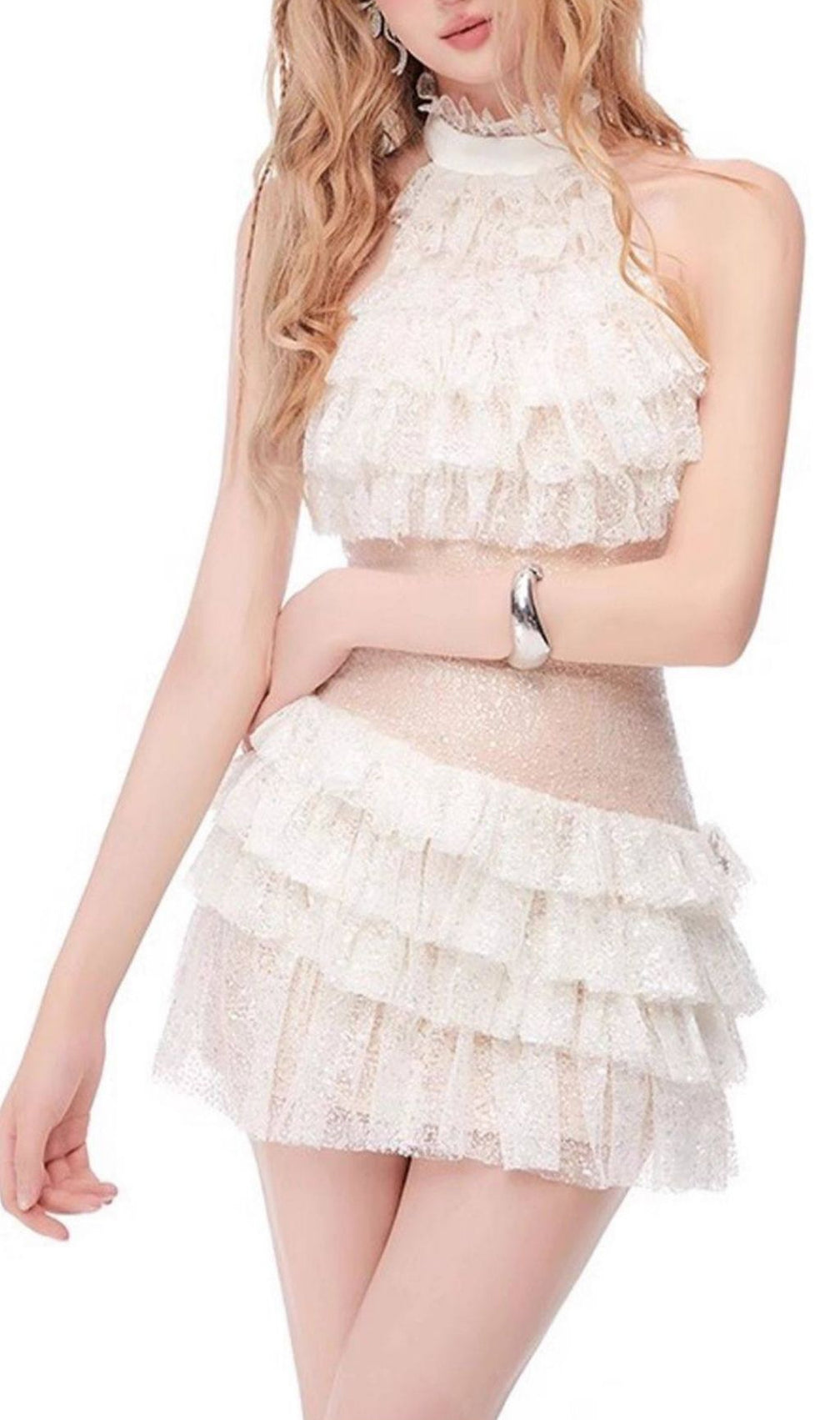 Kamali Chic Halter Ruffle Tiered Mini Dress - Elegant Lace Party Dress