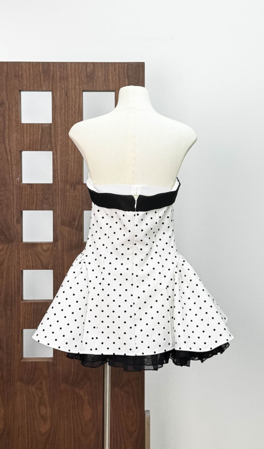Iola Chic Polka Dot Strapless Mini Dress with Statement Bow