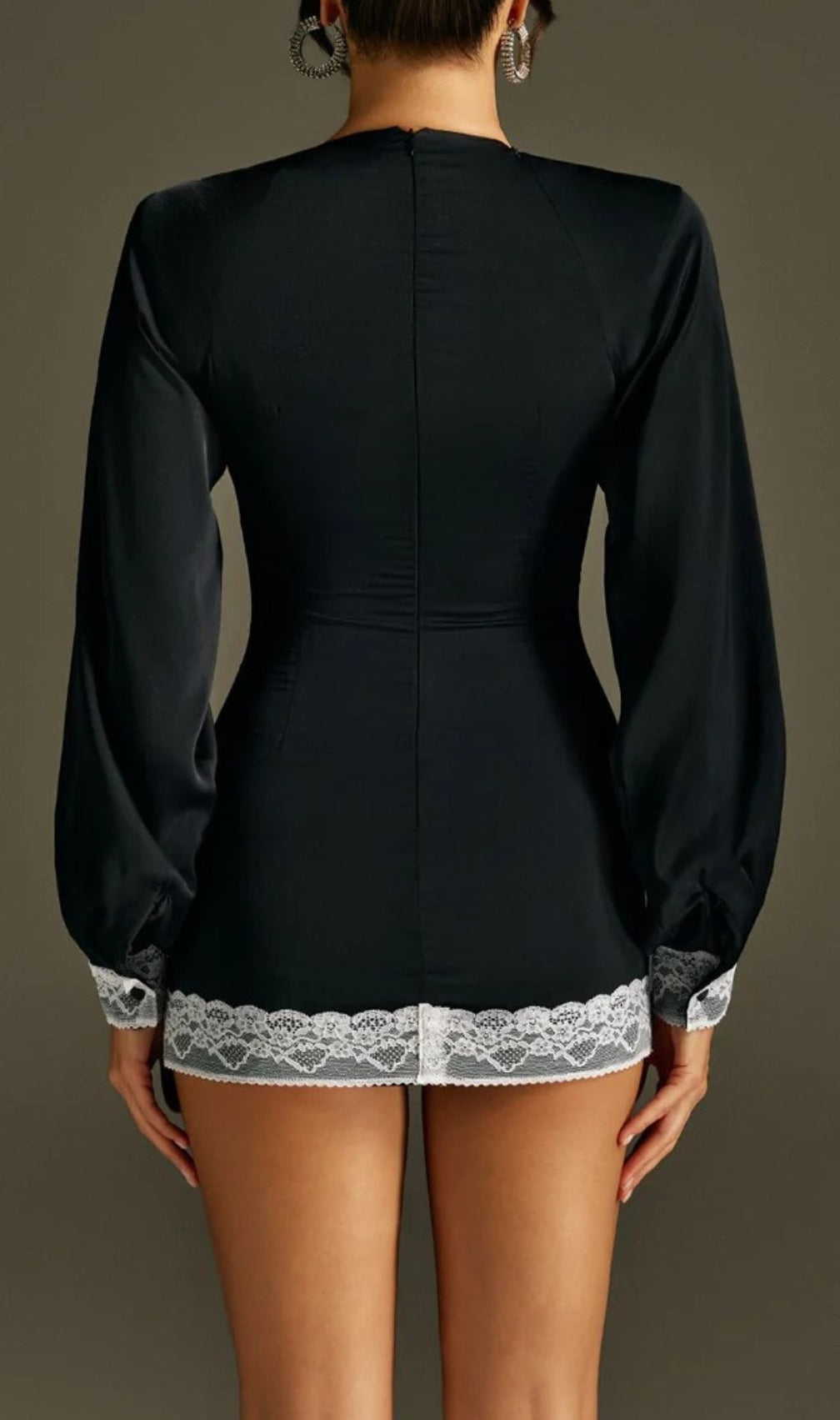 Romaine Alluring Lace Long Sleeve Mini Dress - Elegant Party & Date Night