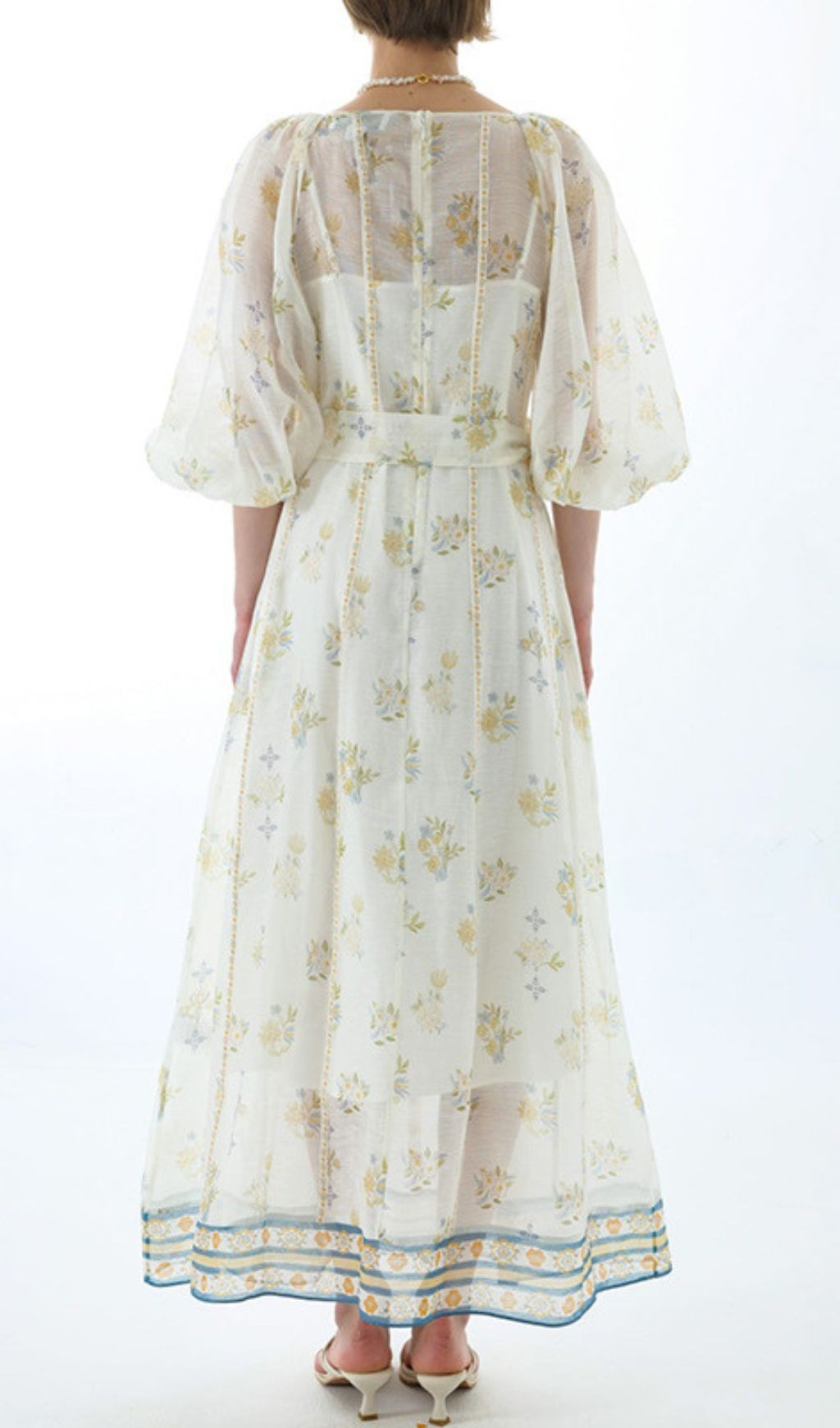 Jacobo Floral Puff Sleeve V-Neck Maxi Dress - Romantic Summer Elegance