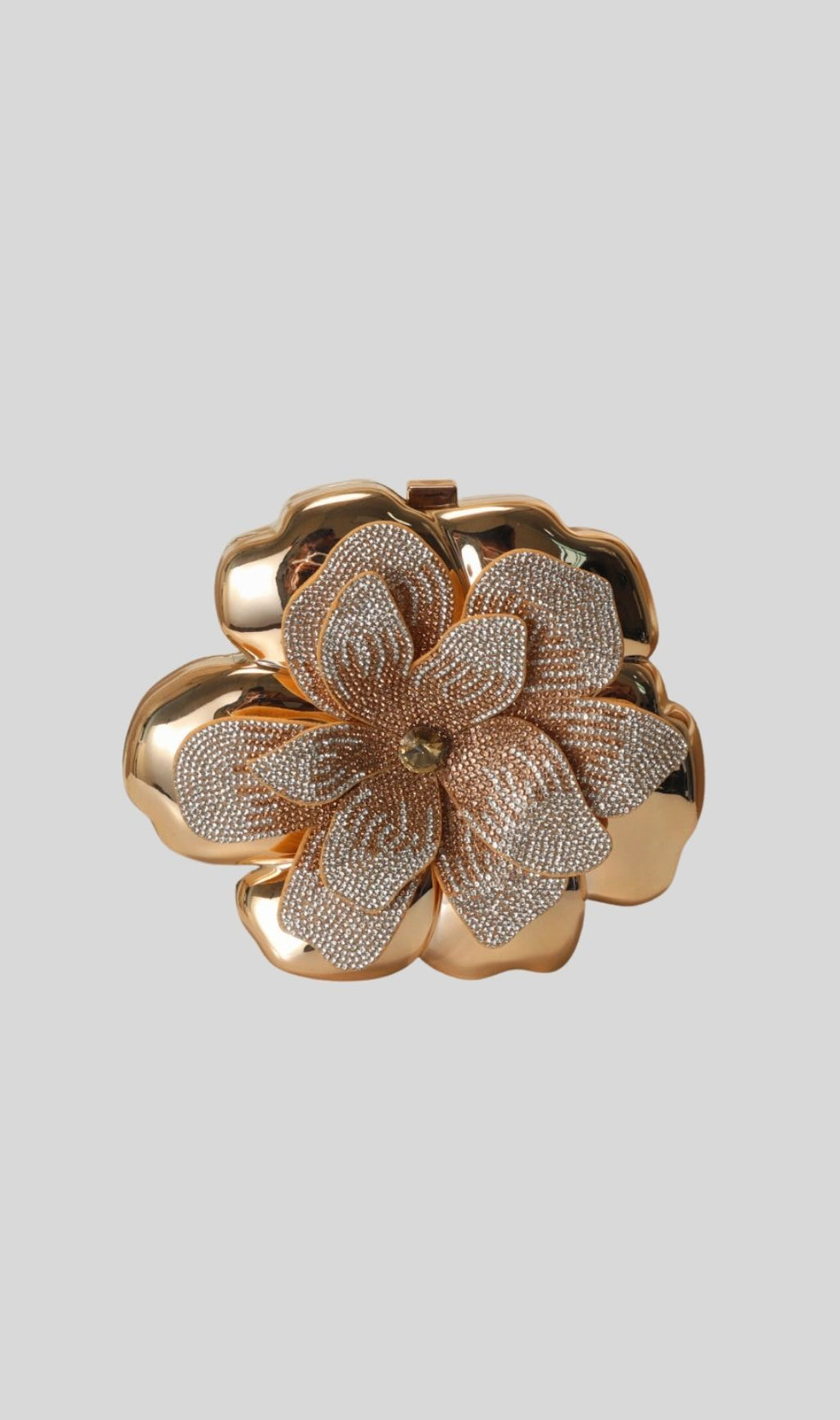 Khoi Gold Blossom Crystal Evening Clutch Bag