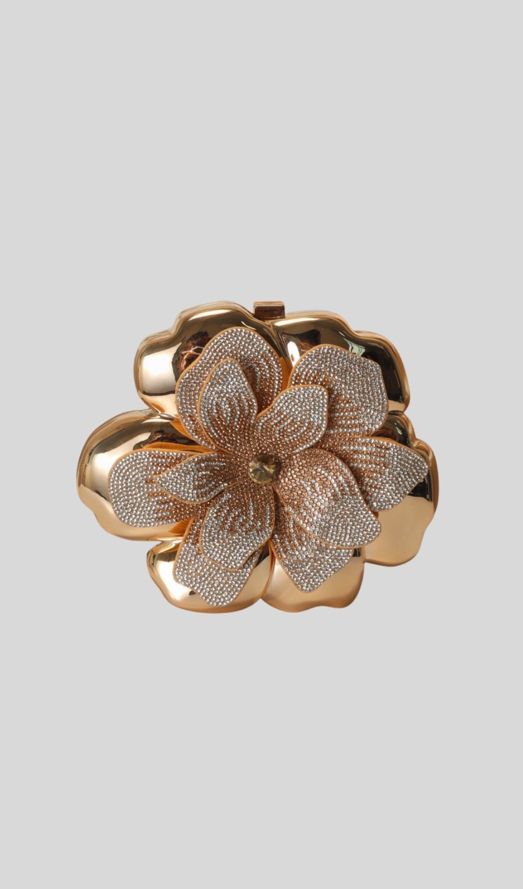 Khoi Gold Blossom Crystal Evening Clutch Bag