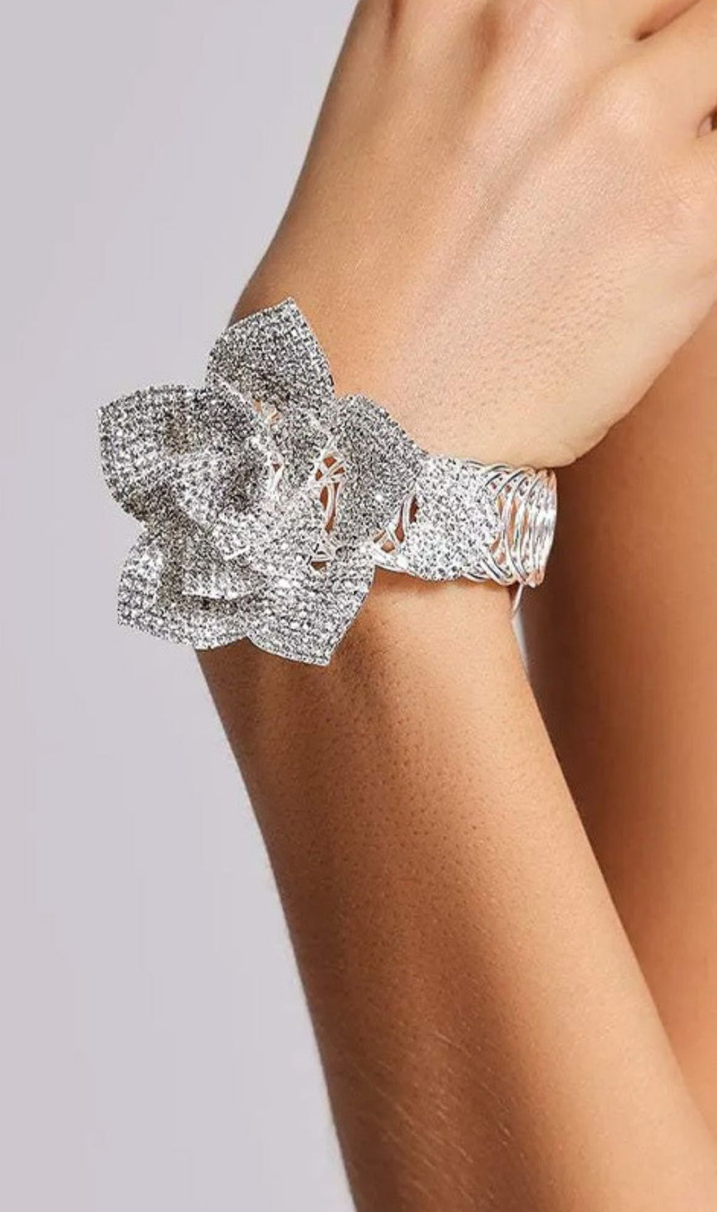 Kaira Dazzling Diamante Flower Bracelet - Elegant Floral Statement Cuff