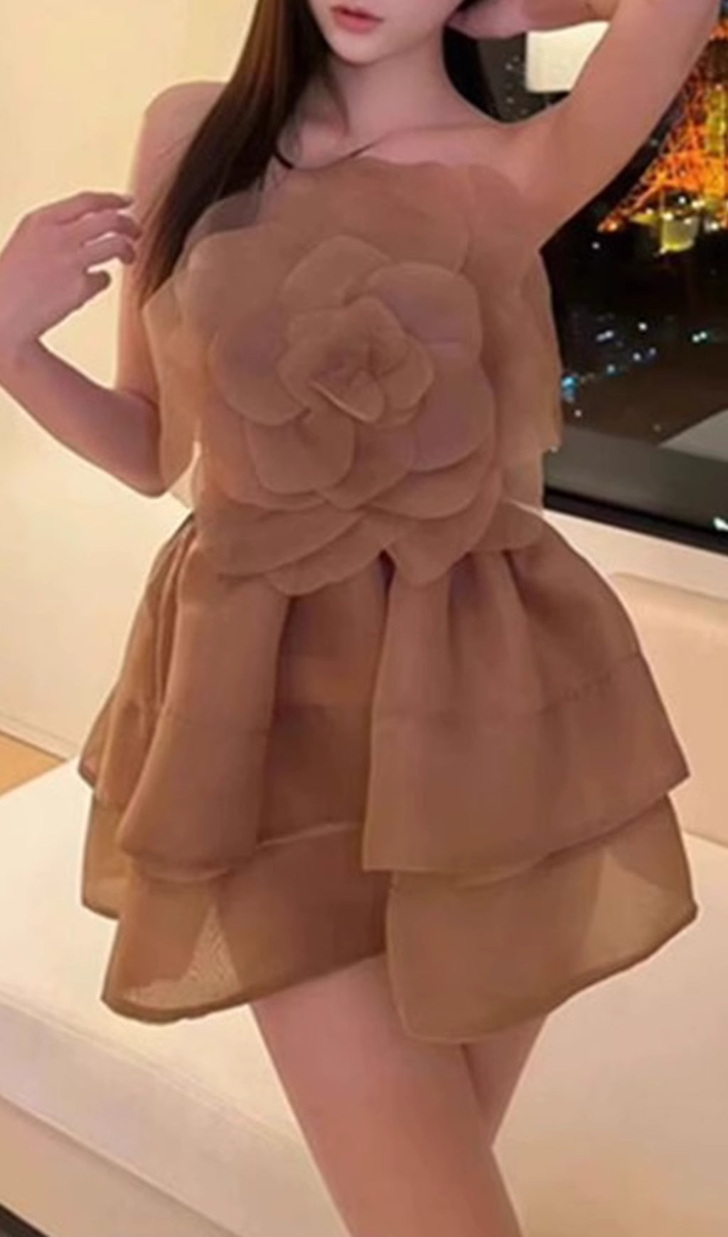 Chibi Strapless Flower Mini Dress