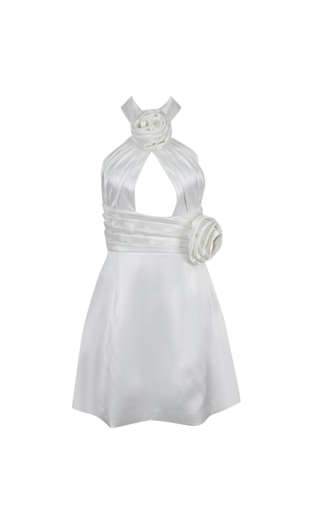 Akbar White Halter Flower Dress