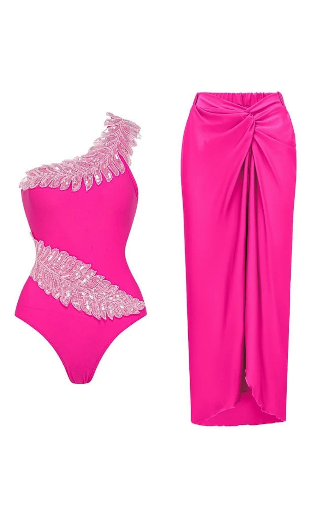 Kristian Pink Sequin One-Piece Swimsuit & Sarong