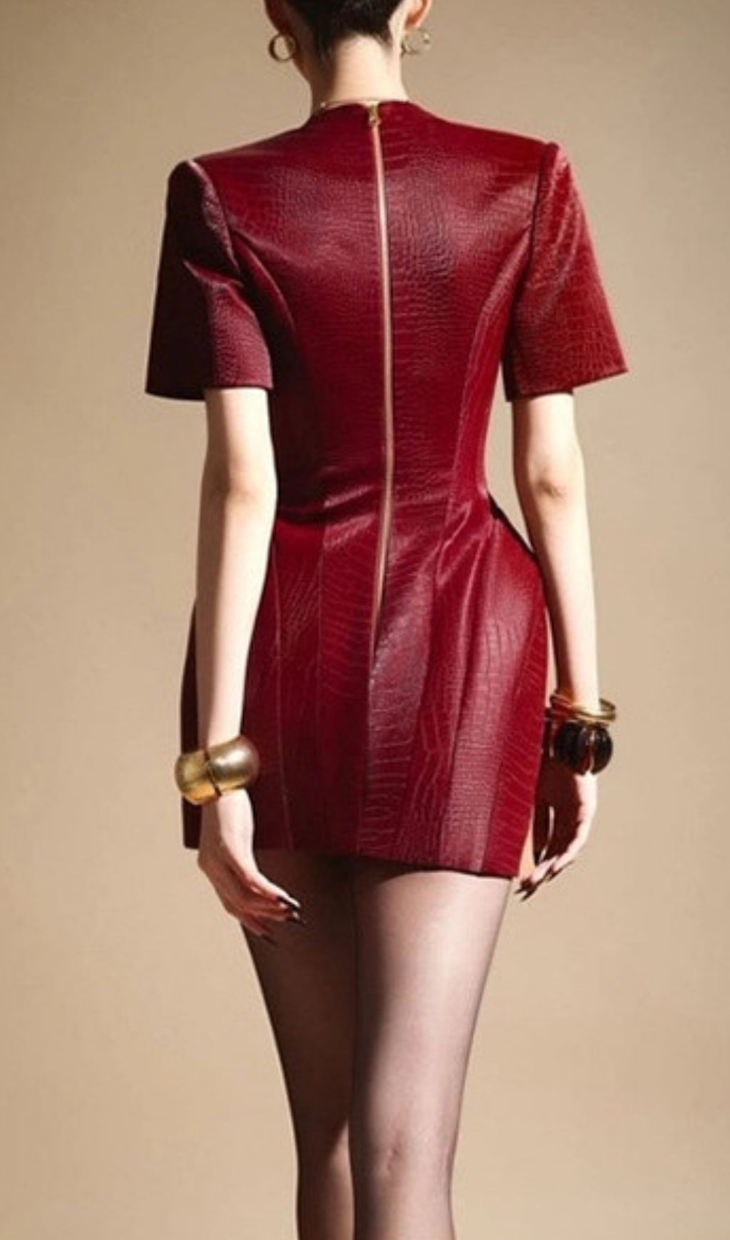 Kani Luxe Red Croc Embossed Mini Dress | Statement Sweetheart Design