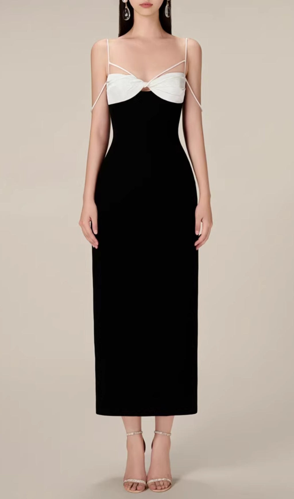 Emilia Black Knot Midi Dress