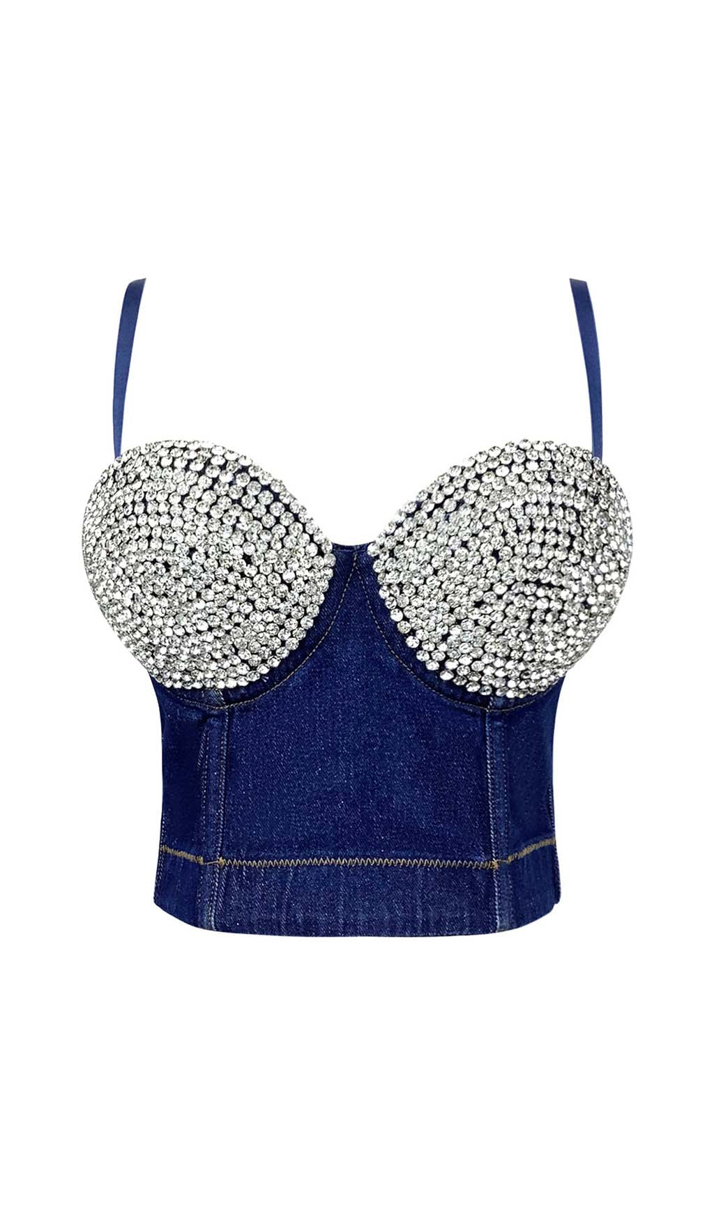 Bustier Denim Top In Blue