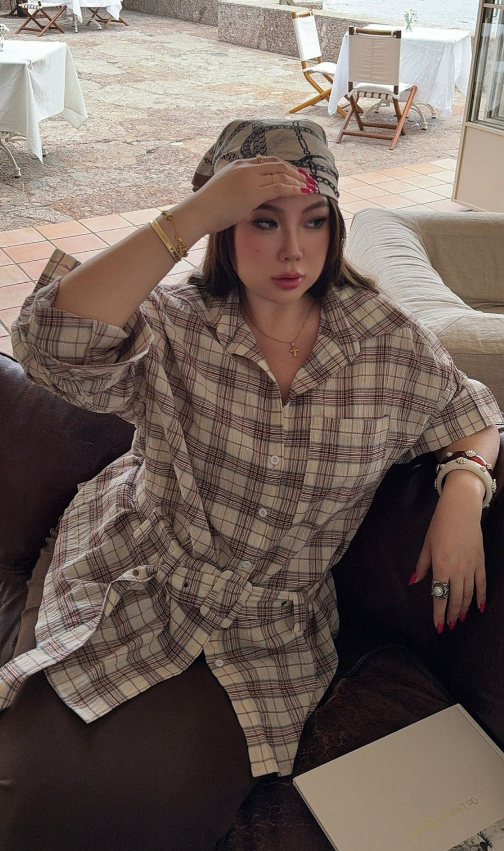 Lailah Plaid Long-Sleeved Plus Size Shirt Top