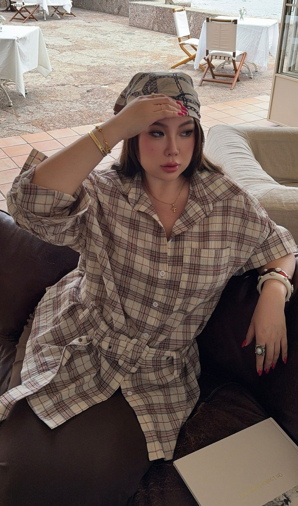 Lailah Plaid Long-Sleeved Plus Size Shirt Top