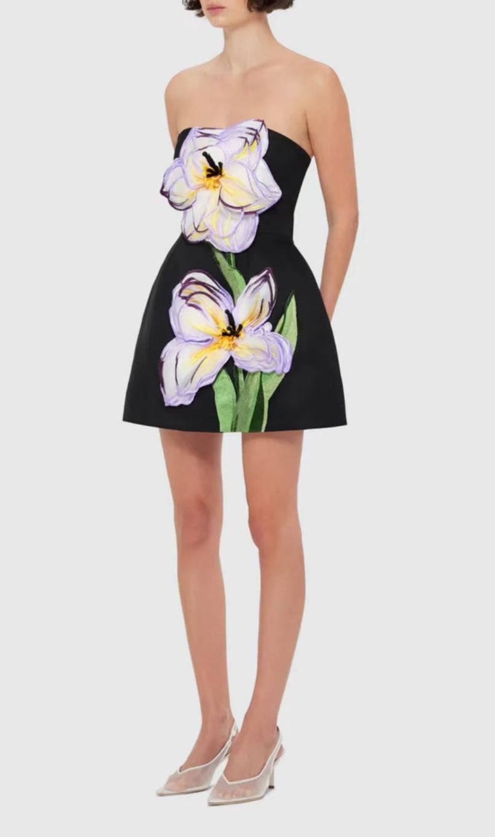 Evalina Strapless Flower Mini Dress