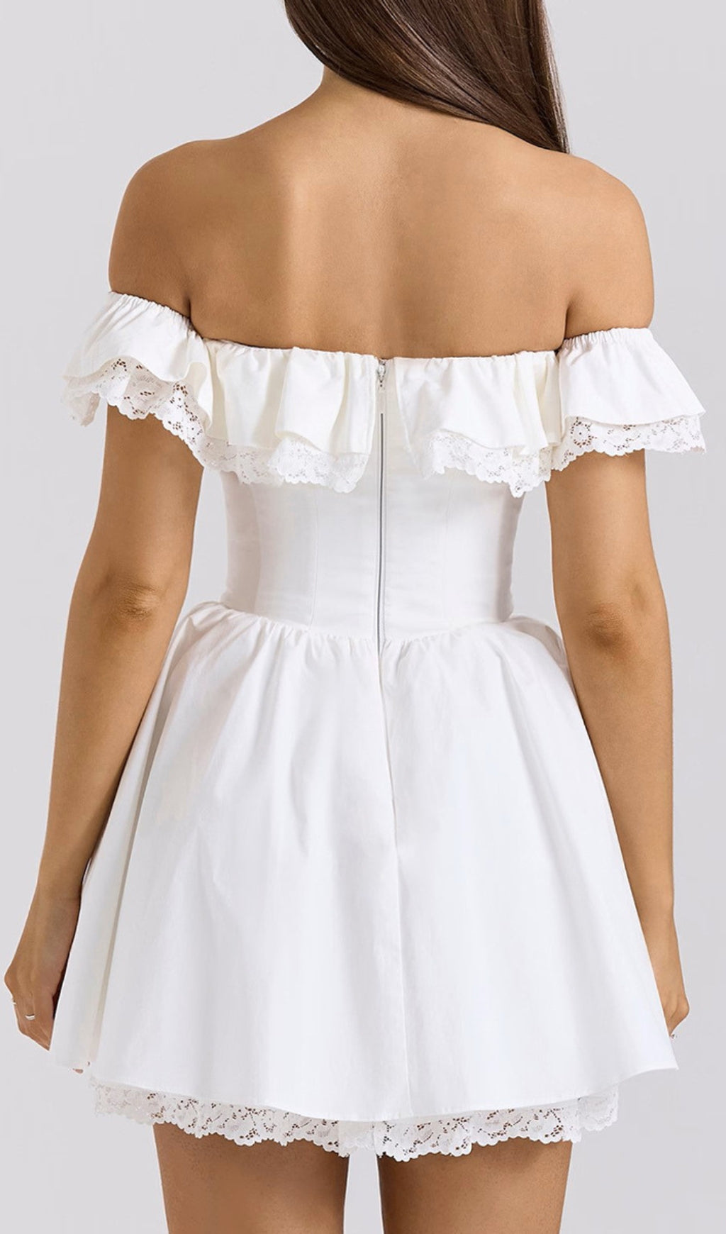 Devona White Off-Shoulder Bow Mini Dress