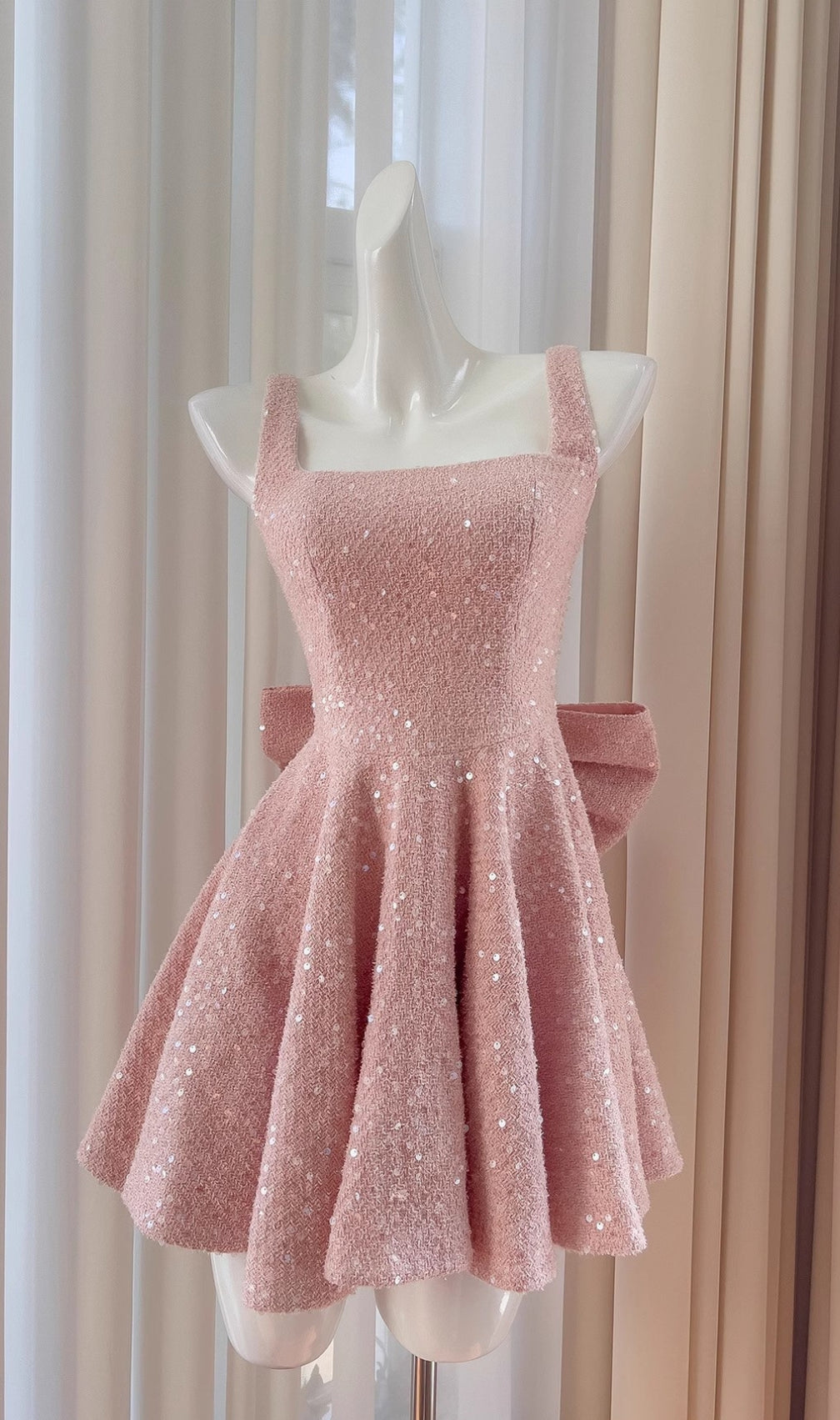 Dark Pink Bow Mini Dress