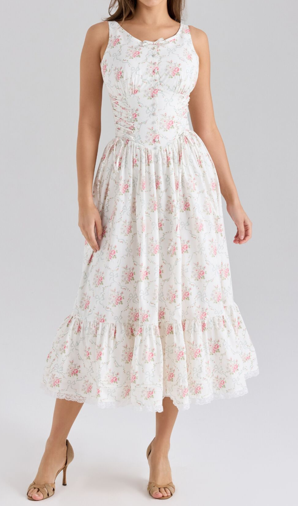 Haruhi Sleeveless Floral Midi Dress