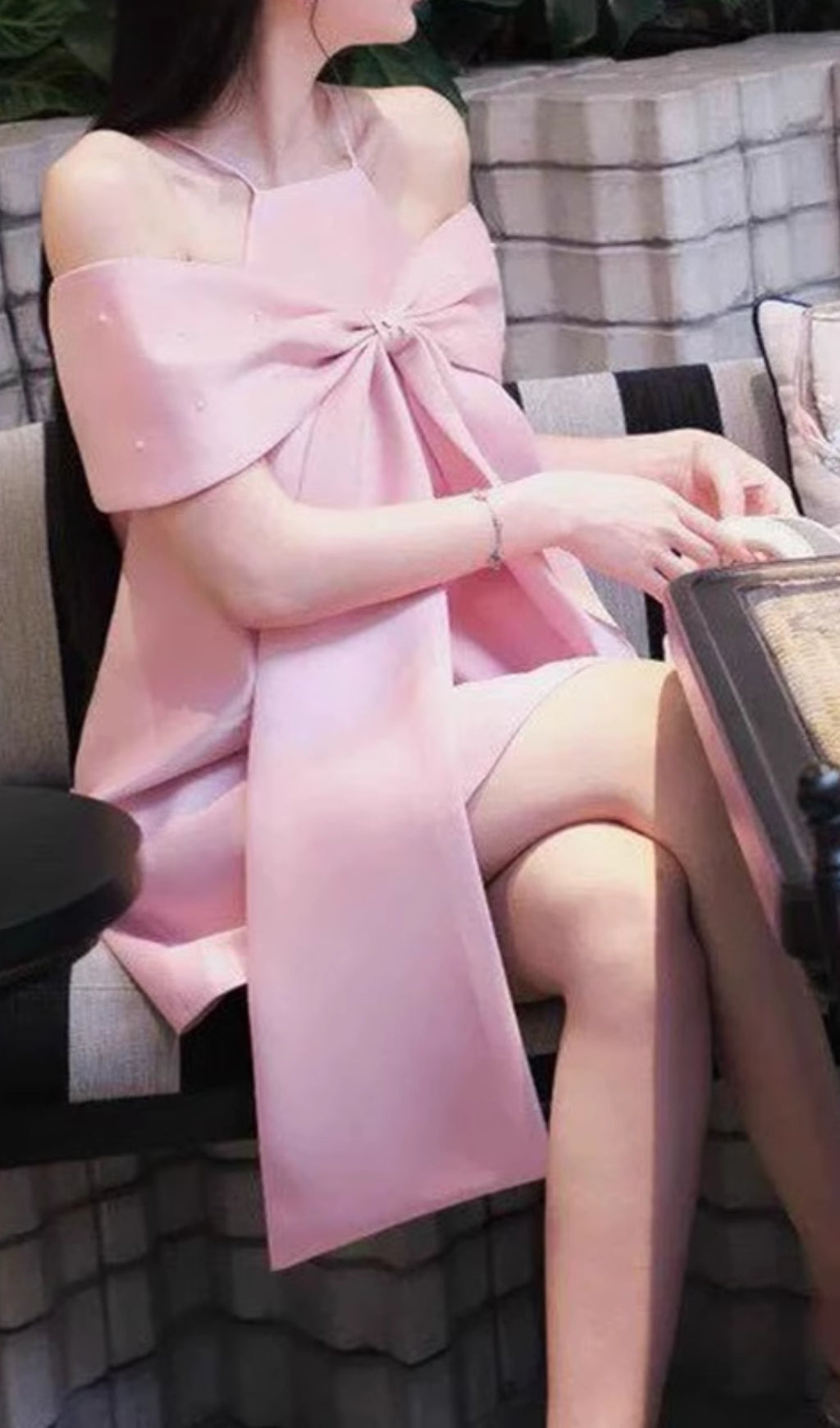 Eleora Pink Bowknot Mini Dress