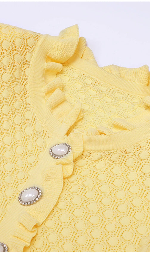 Kaveri Knit Long Sleeve Mini Dress - Chic Yellow Sweater Dress for Women