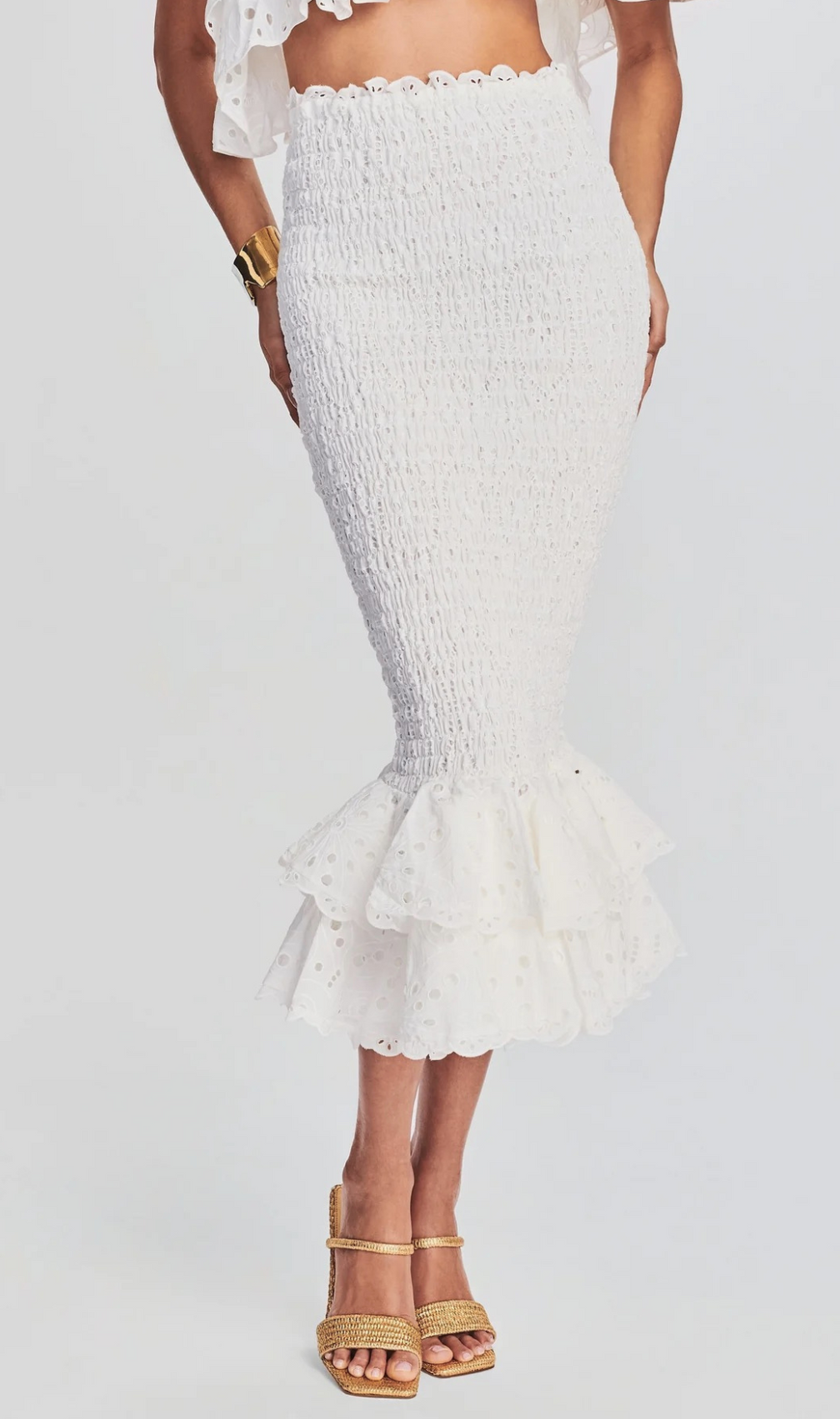 Aintzane White Ruffles Two Piece Set