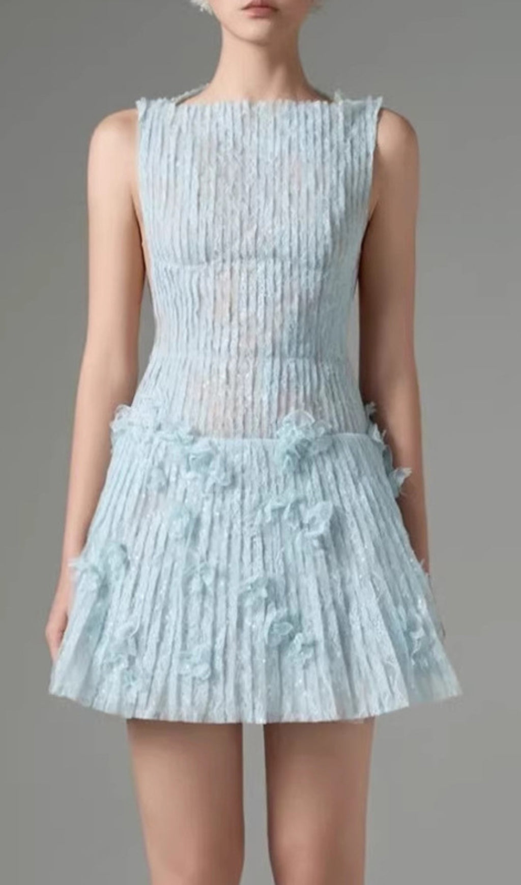 Darda Blue Flower Lace Mini Dress