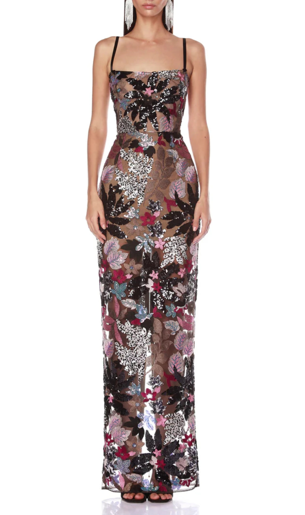 Bryson Floral Sequin Embroidery Maxi Dress