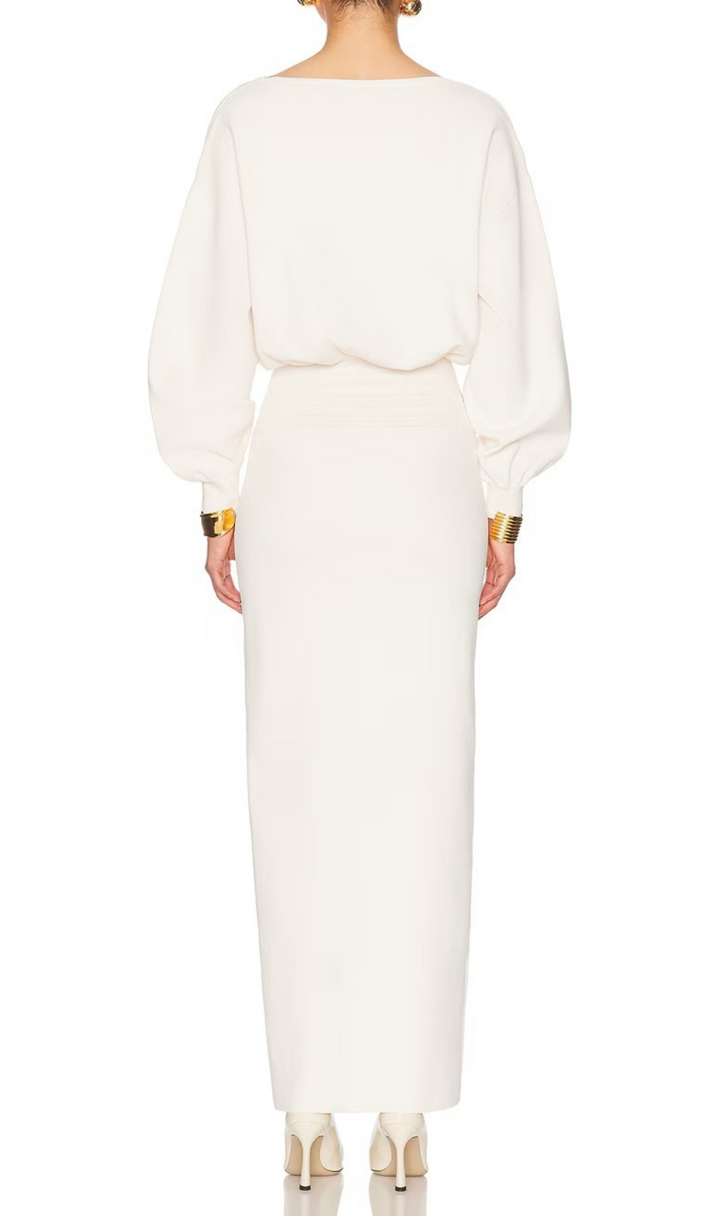 Honoria White Long Sleeve Maxi Dress