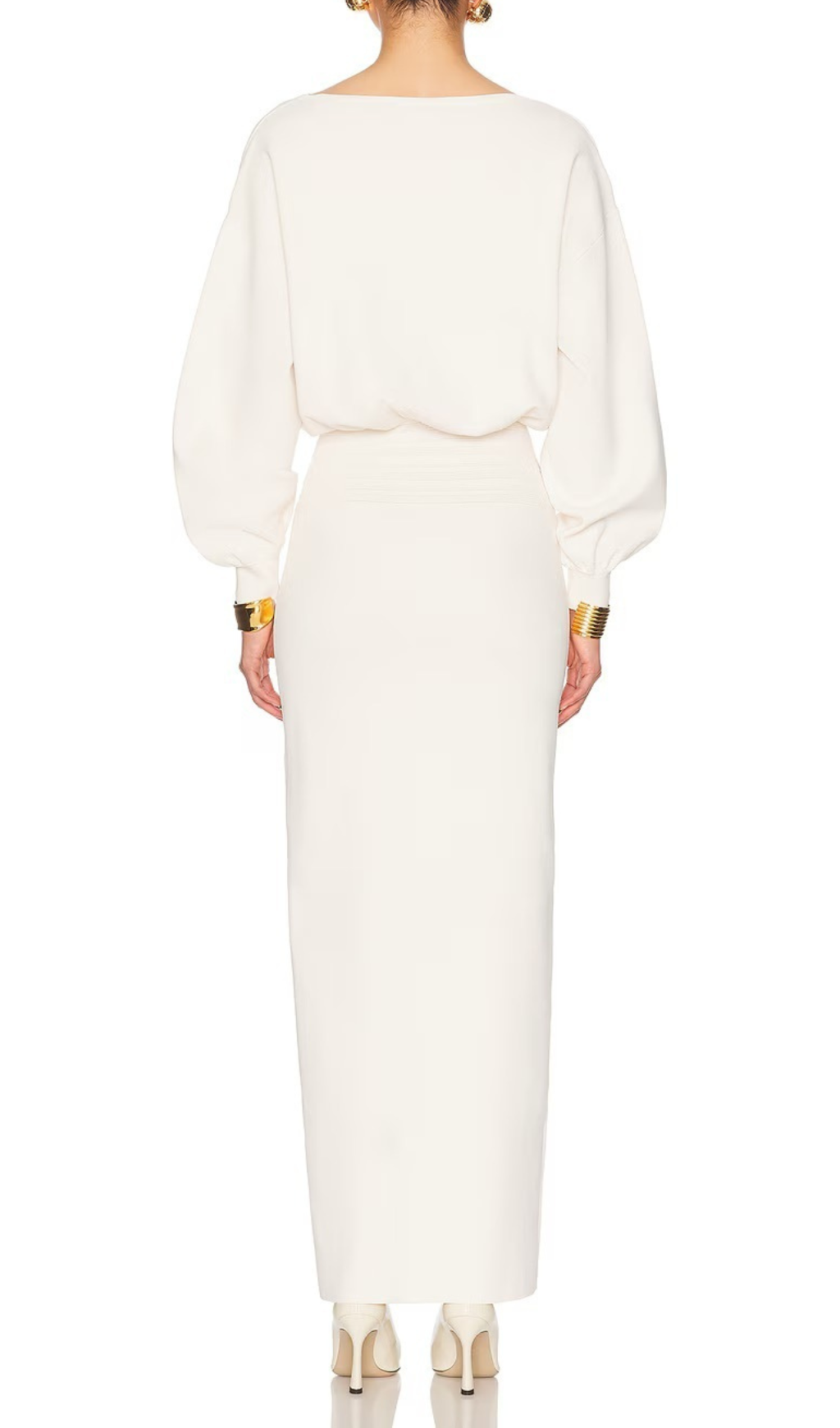Honoria White Long Sleeve Maxi Dress
