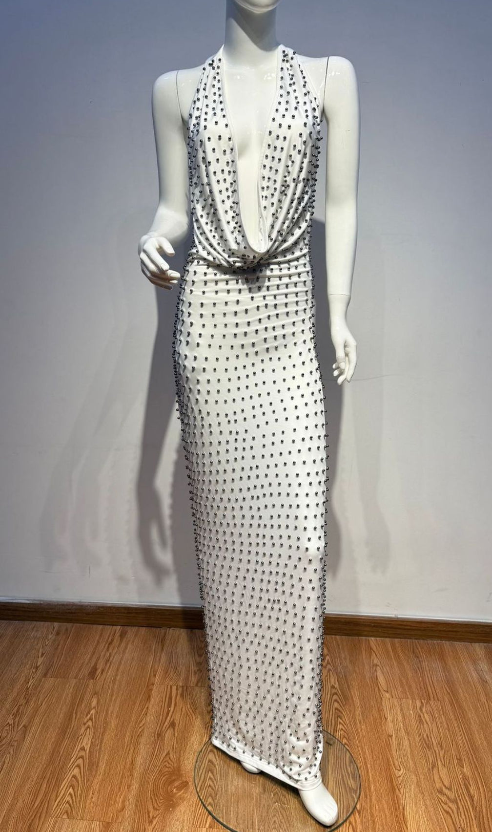 Jahzara Sparkling Halter Beaded Backless Maxi Dress | Elegant Gala & Formal Gown