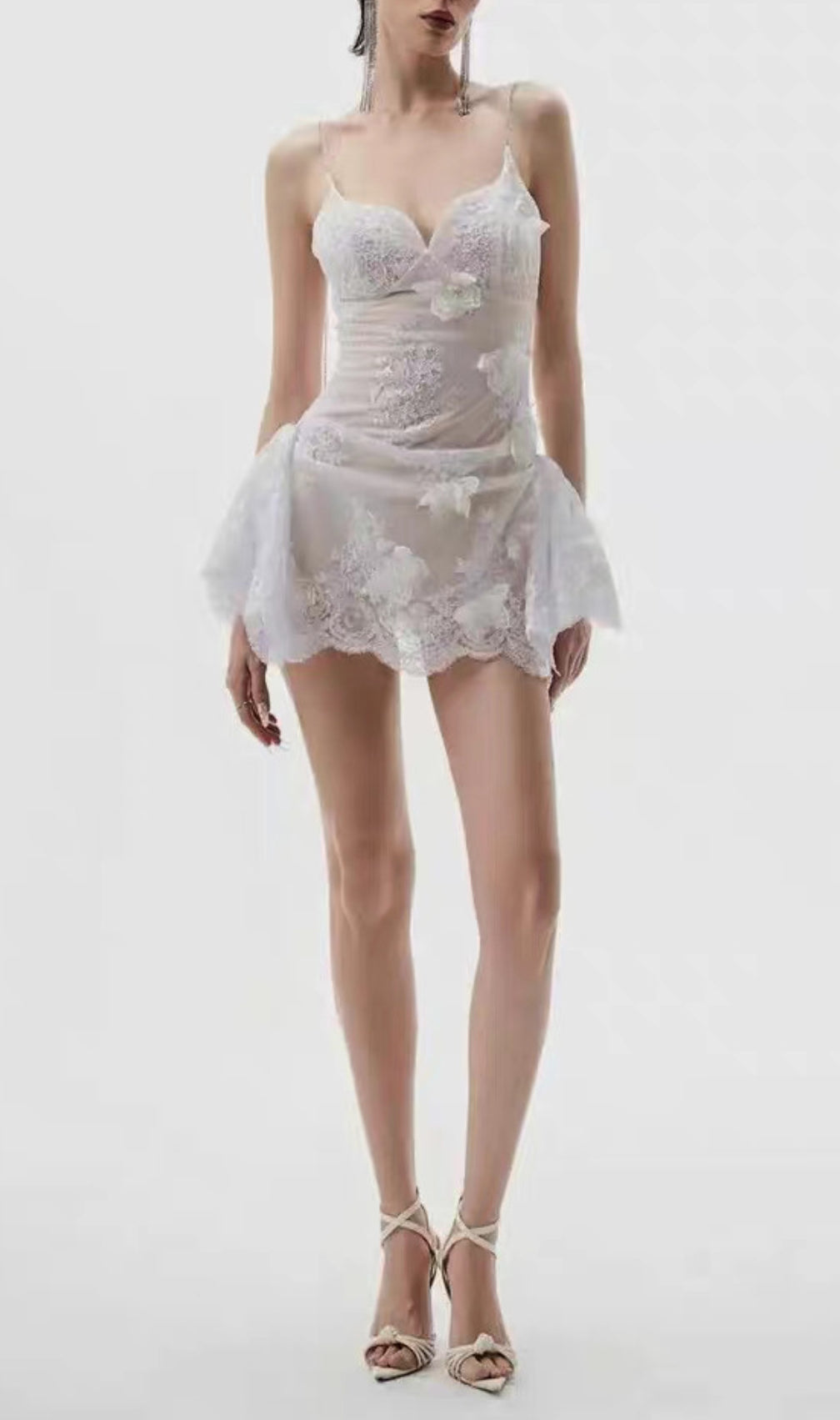 Douce White Lace Mini Dress