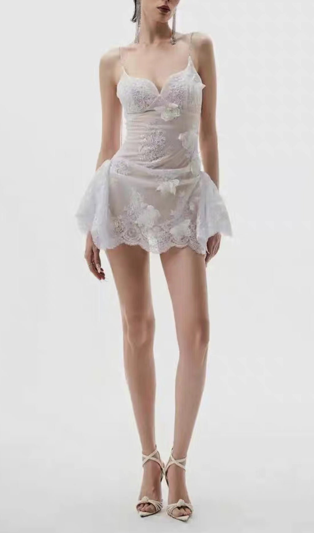 Douce White Lace Mini Dress