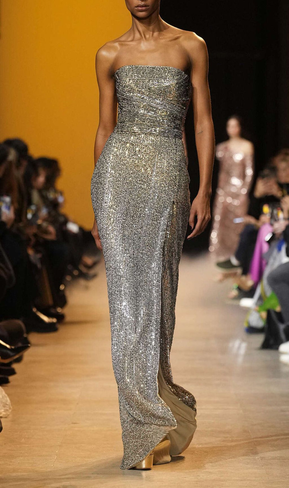 Jaffar Dazzling Strapless Sequin Maxi Dress - Red Carpet Glamour