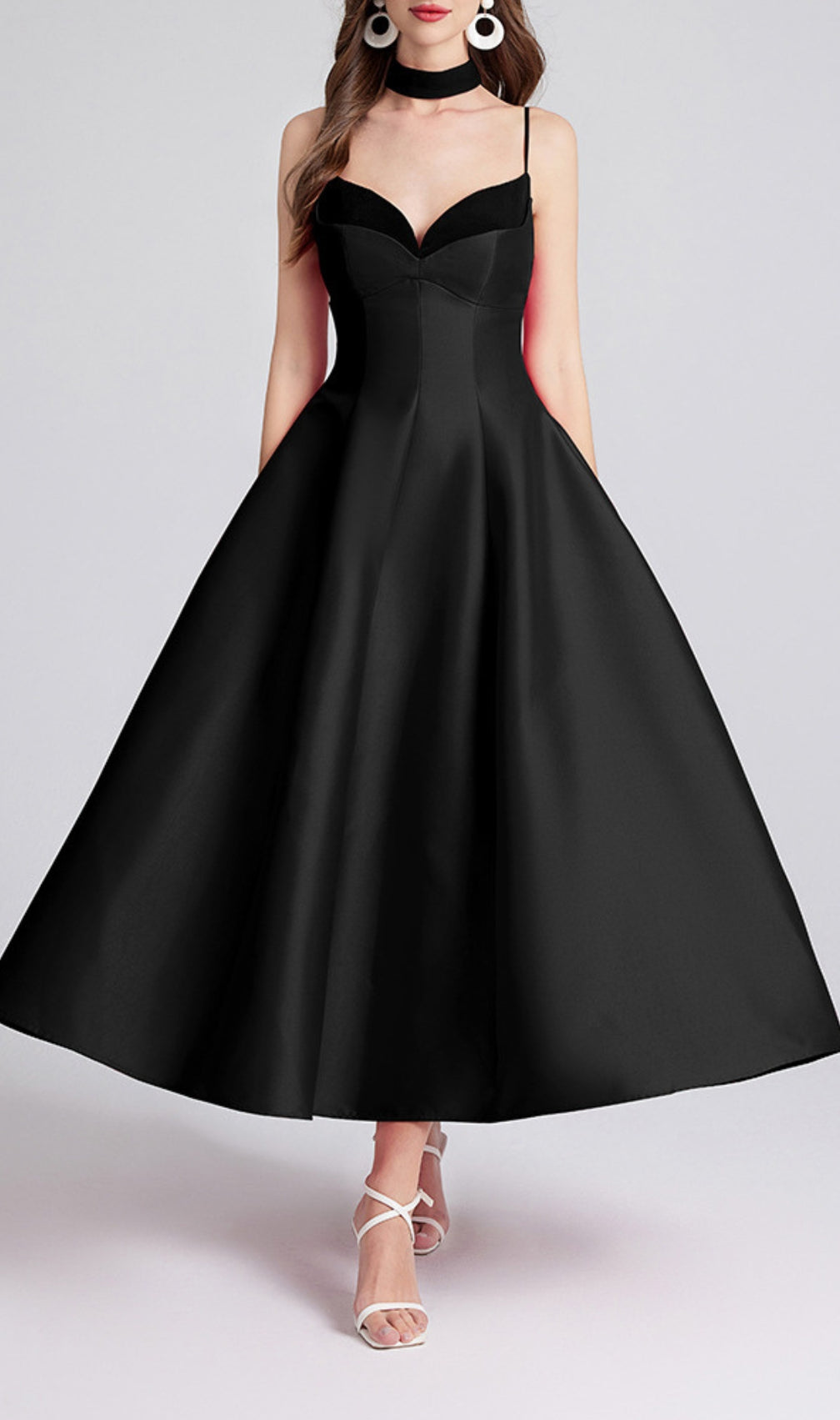 Carminda Black Patchwork Midi Dress