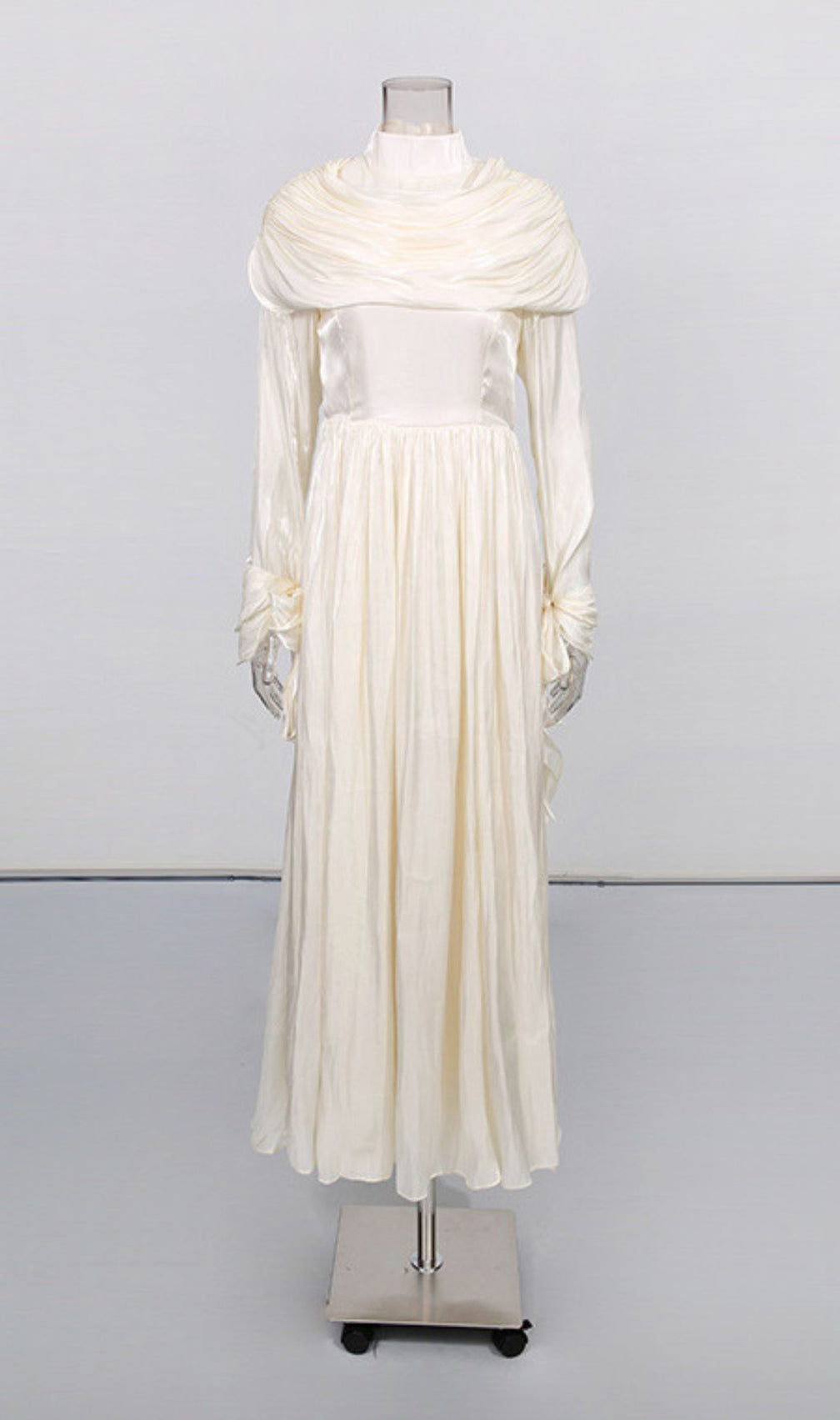 Iyla Ruched Draped Maxi Dress - Elegant Long Sleeve Gown