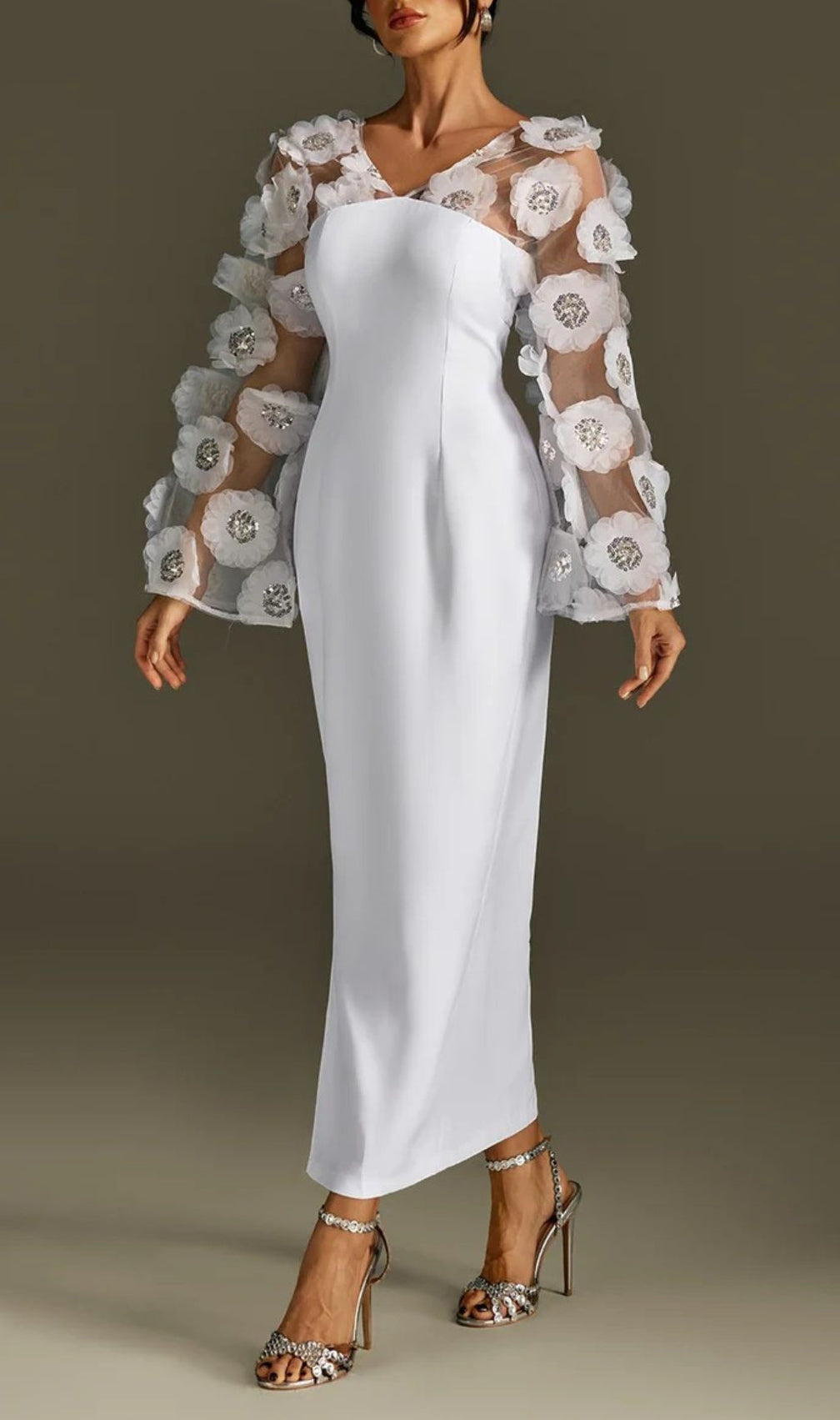 Rosaire Glimmering Floral Sequin Maxi Dress - Elegant Evening Gown