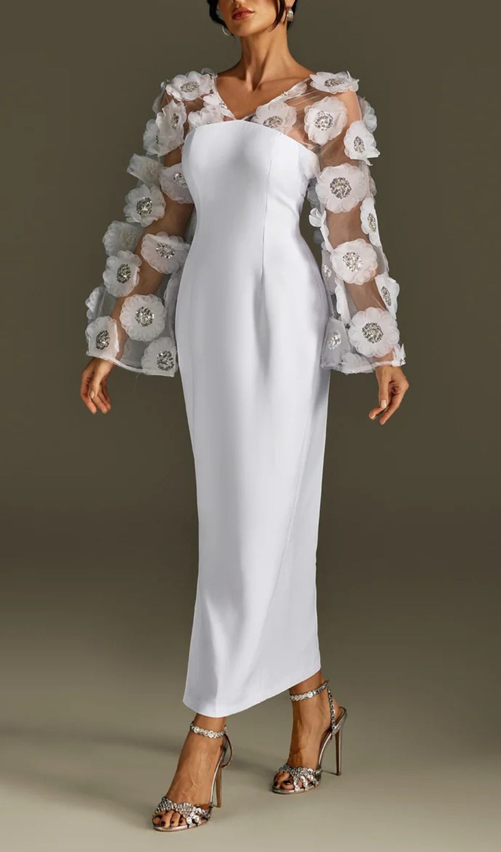 Rosaire Glimmering Floral Sequin Maxi Dress - Elegant Evening Gown