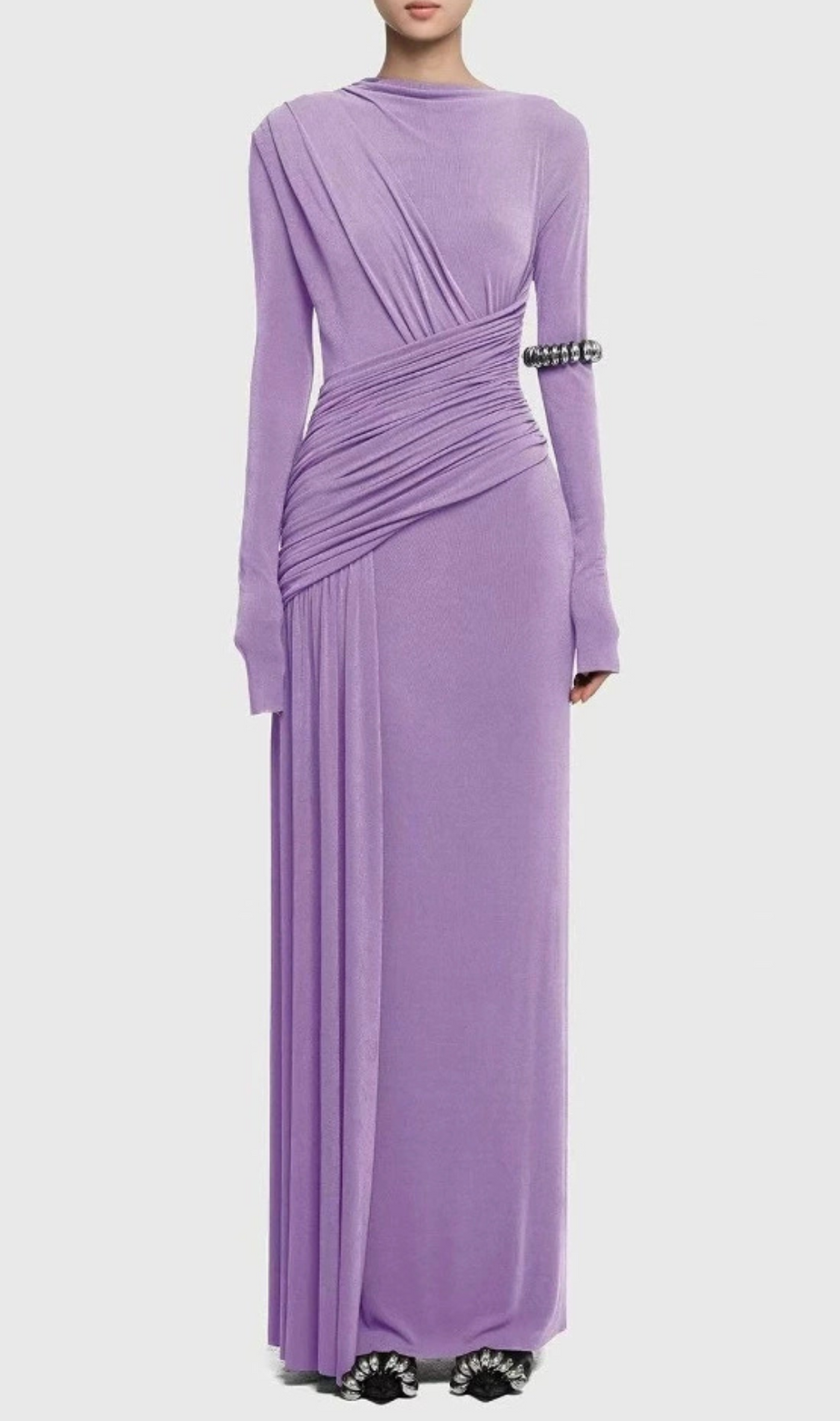 Haruka Long Sleeve Ruched Maxi Dress