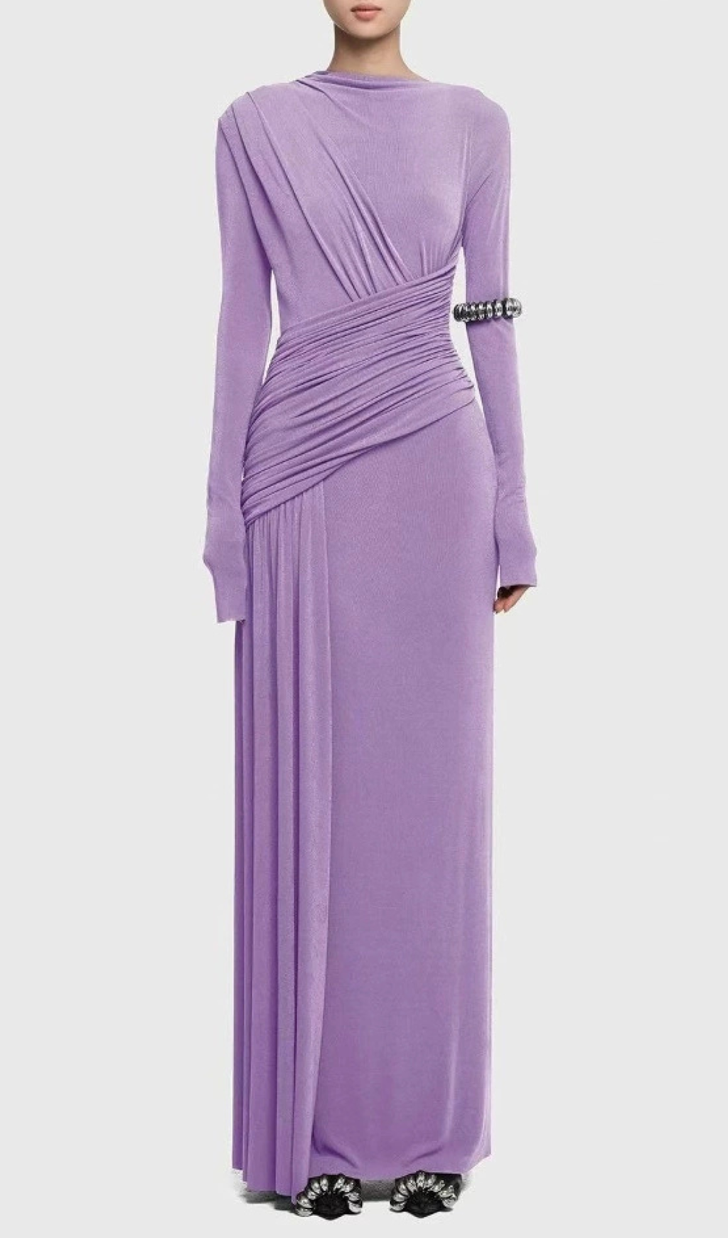 Haruka Long Sleeve Ruched Maxi Dress