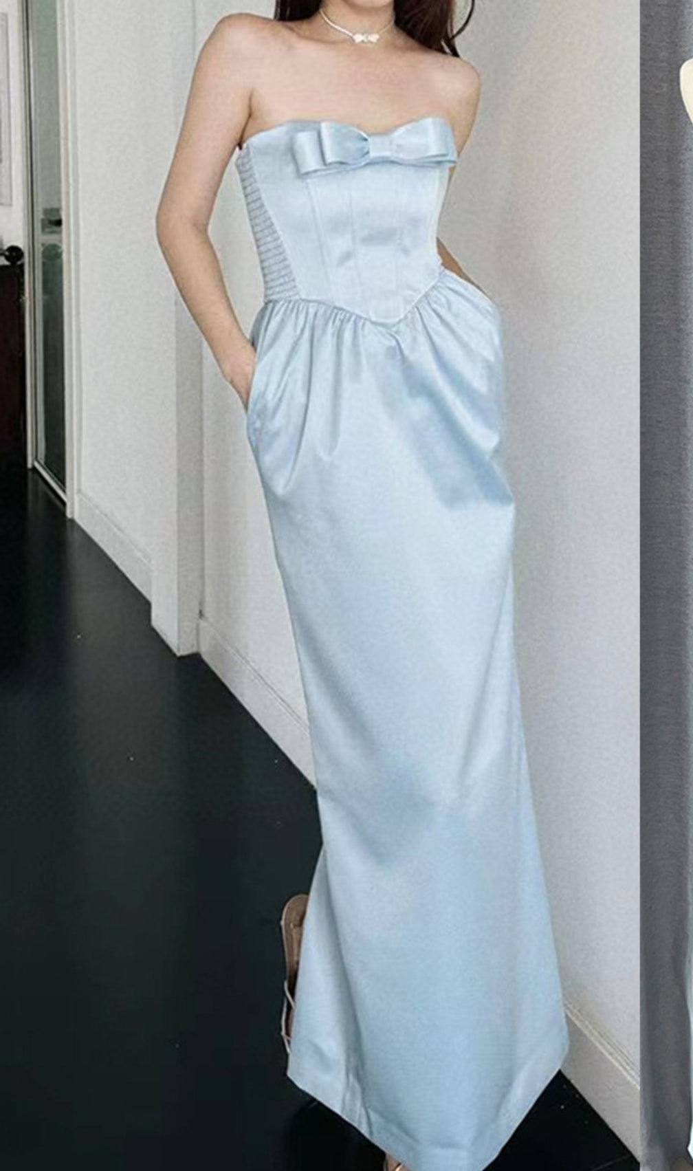 Daithí Strapless Bow Corset Maxi Dress