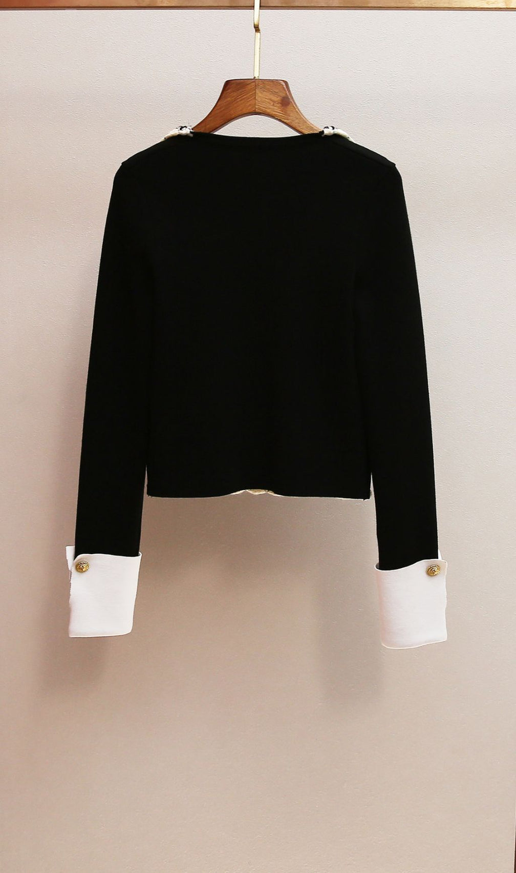 Harini Chic Black Tweed-Trim Knit Jacket